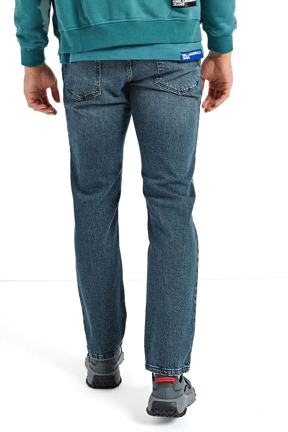 KARL LAGERFELD JEANS ΠΑΝΤΕΛΟΝΙ JEANS TAPERED DENIM ΣΚΟΥΡΟ ΜΠΛΕ