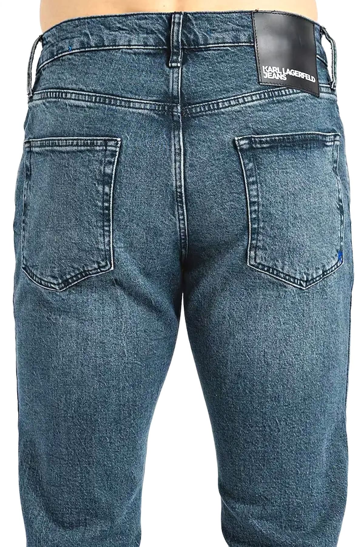 KARL LAGERFELD JEANS ΠΑΝΤΕΛΟΝΙ JEANS TAPERED DENIM ΣΚΟΥΡΟ ΜΠΛΕ