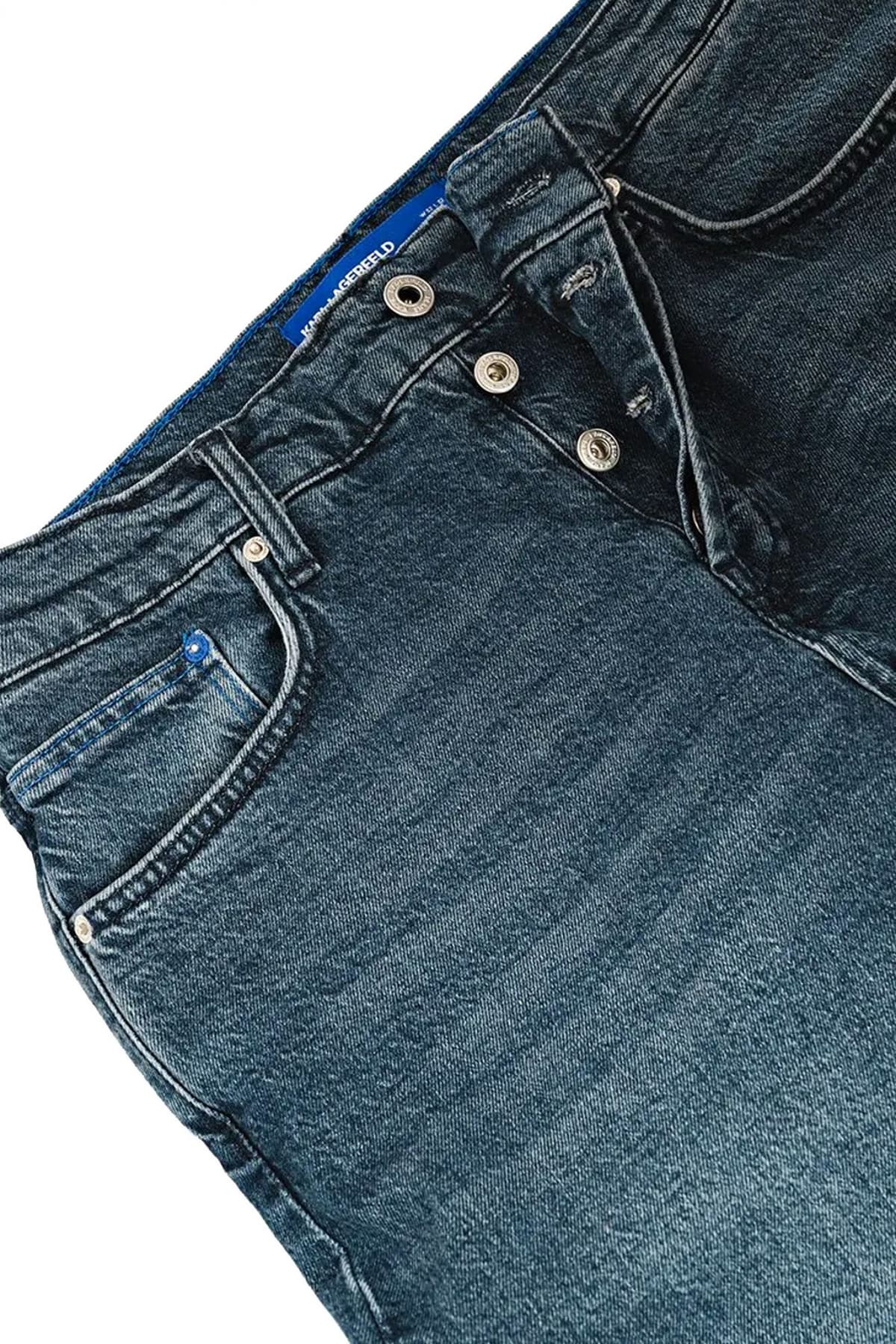 KARL LAGERFELD JEANS ΠΑΝΤΕΛΟΝΙ JEANS TAPERED DENIM ΣΚΟΥΡΟ ΜΠΛΕ