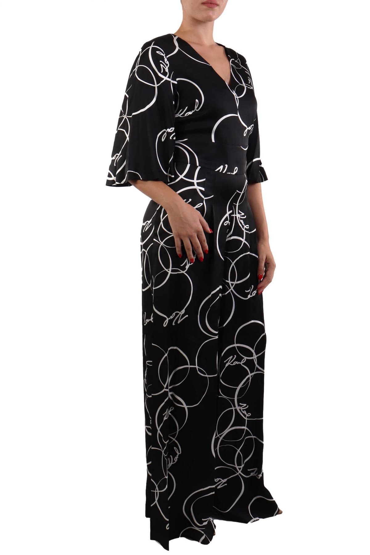 KARL LAGERFELD ΟΛΟΣΩΜΗ ΦΟΡΜΑ ΜΟΤΙΒΟ LOGO ΜΑΥΡΟ-ΛΕΥΚΟ