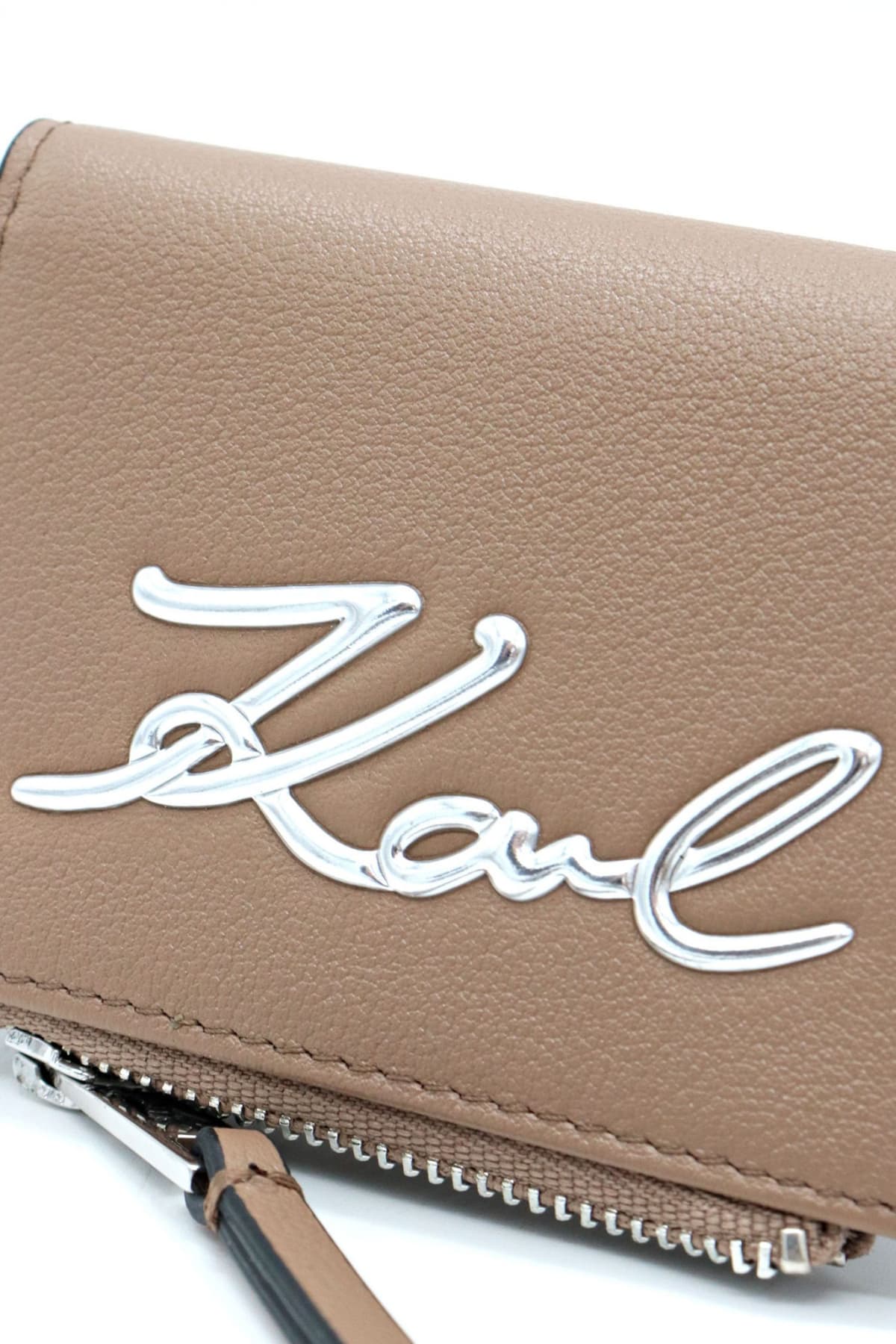 KARL LAGERFELD ΔΕΡΜΑΤΙΝΟ ΠΟΡΤΟΦΟΛΙ LOGO ΚΑΦΕ-ΑΣΗΜΙ