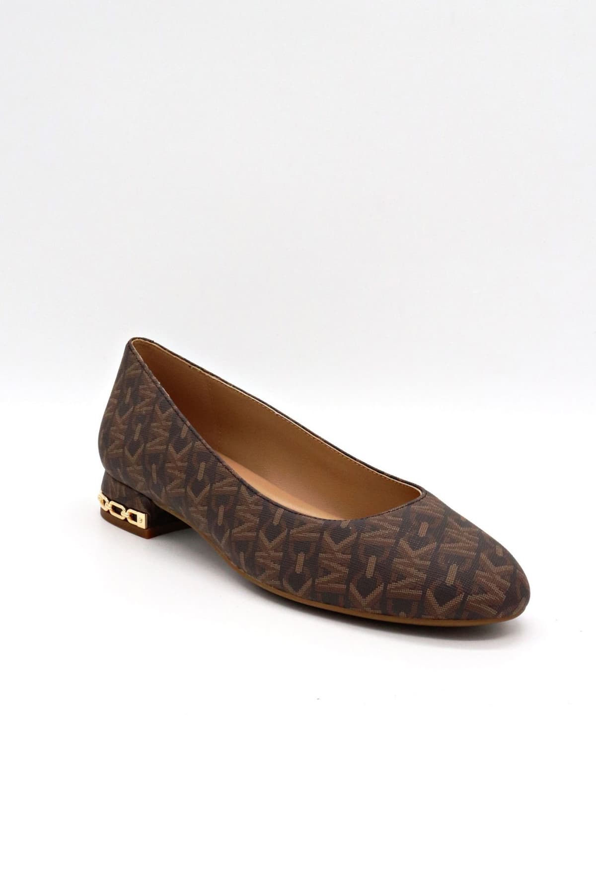 MICHAEL KORS ΠΑΠΟΥΤΣΙΑ ΜΠΑΛΑΡΙΝEΣ JUNE FLEX BALLET ΧΡΥΣΗ ΛΕΠΤΟΜΕΡΕΙΑ ΤΑΚΟΥΝΙ ALL OVER LOGO ΚΑΦΕ/ΤΑΜΠΑ