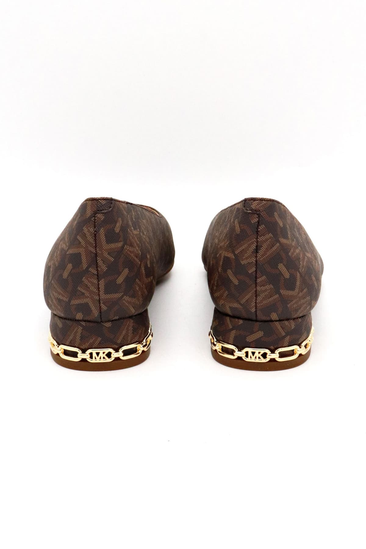 MICHAEL KORS ΠΑΠΟΥΤΣΙΑ ΜΠΑΛΑΡΙΝEΣ JUNE FLEX BALLET ΧΡΥΣΗ ΛΕΠΤΟΜΕΡΕΙΑ ΤΑΚΟΥΝΙ ALL OVER LOGO ΚΑΦΕ/ΤΑΜΠΑ