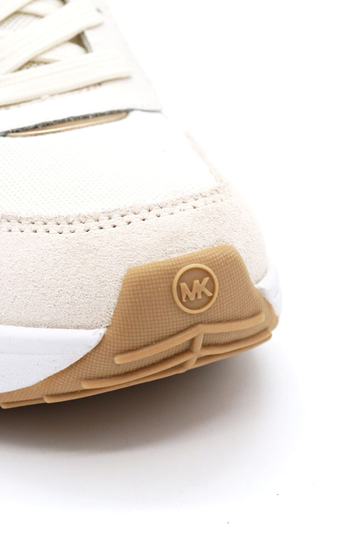MICHAEL KORS ΠΑΠΟΥΤΣΙΑ SNEAKERS SAMI TRAINER LOGO ΕΚΡΟΥ/ΧΡΥΣΟ