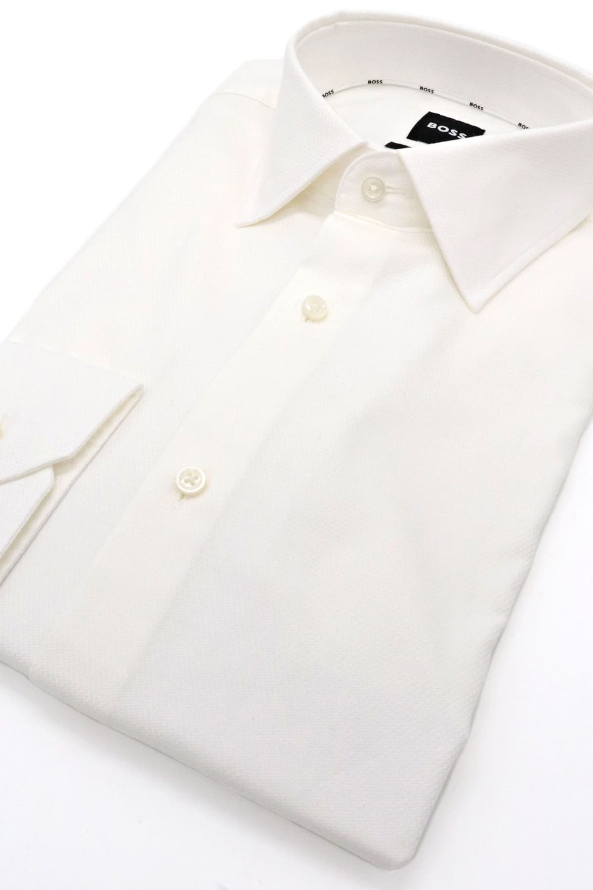 BOSS ΠΟΥΚΑΜΙΣΟ ΜΙΚΡΟΣΧΕΔΙΟ REGULAR FIT STRETCH EASY IRON H-JOE-kent-C1-214 ΛΕΥΚΟ