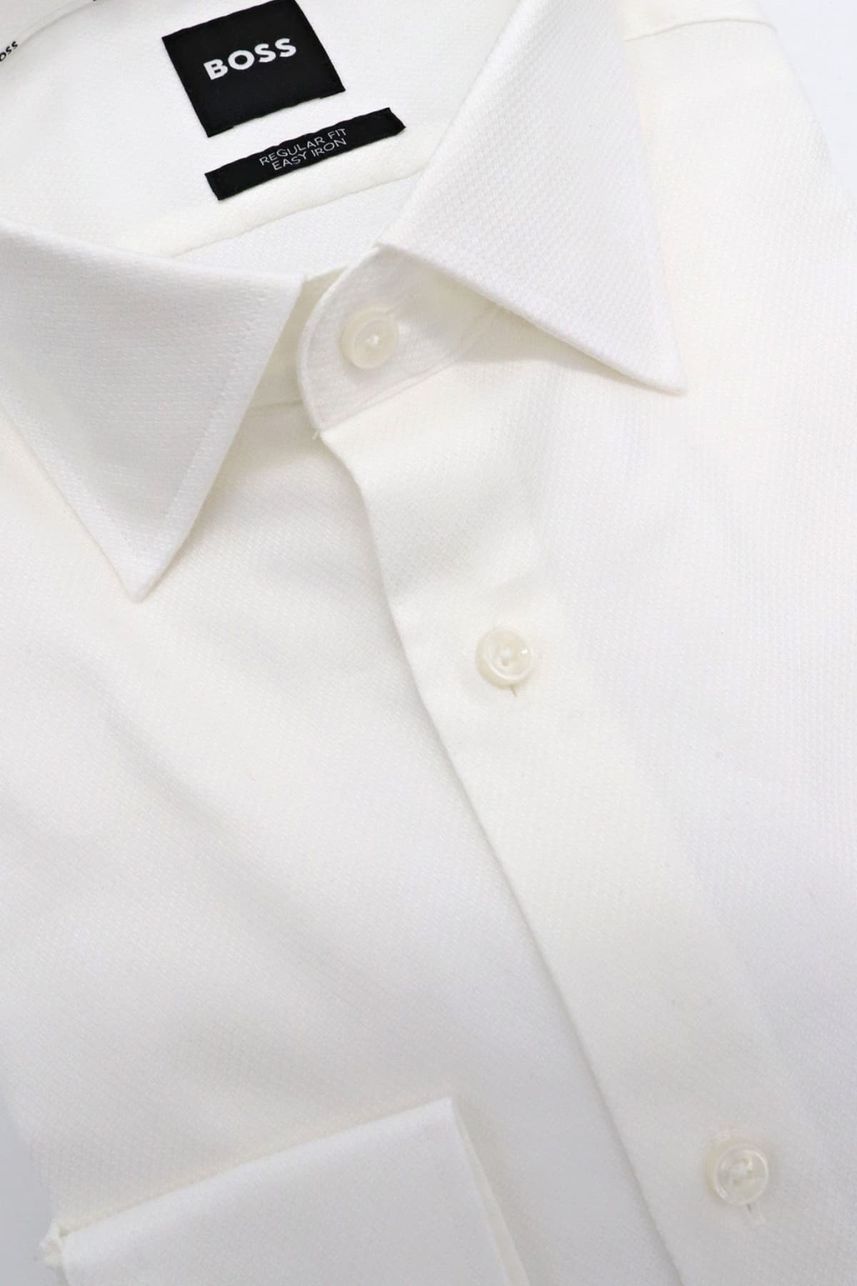 BOSS ΠΟΥΚΑΜΙΣΟ ΜΙΚΡΟΣΧΕΔΙΟ REGULAR FIT STRETCH EASY IRON H-JOE-kent-C1-214 ΛΕΥΚΟ