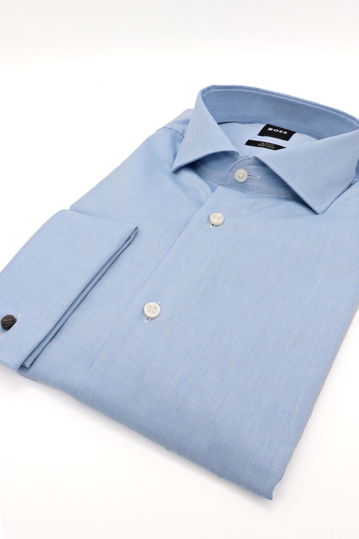 BOSS ΠΟΥΚΑΜΙΣΟ ΜΑΝΙΚΕΤΟΚΟΥΜΠΟ SLIM FIT EASY IRON H-HANK-SPREAD-DC-214 ΣΙΕΛ