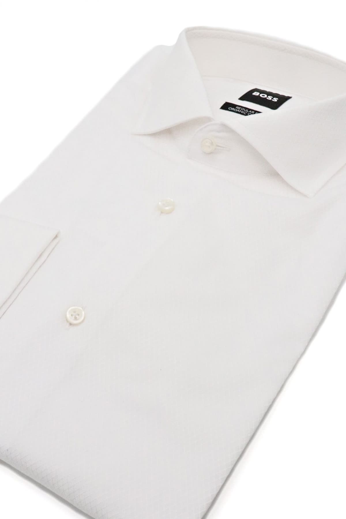 BOSS ΠΟΥΚΑΜΙΣΟ ΜΑΝΙΚΕΤΟΚΟΥΜΠΟ REGULAR FIT ΜΙΚΡΟΣΧΕΔΙΟ H-JOE-SPREAD-DC-214 ΛΕΥΚΟ