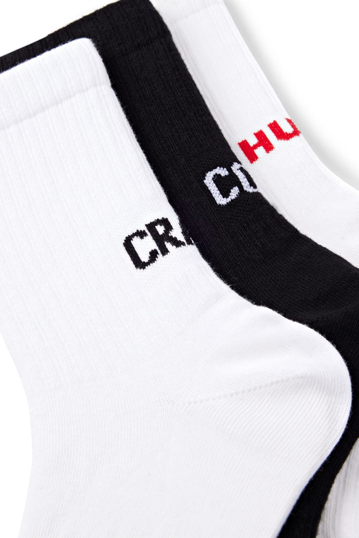 HUGO ΚΑΛΤΣΕΣ 3-PACK QS MESSAGES CC ΛΕΥΚΟ-ΜΑΥΡΟ