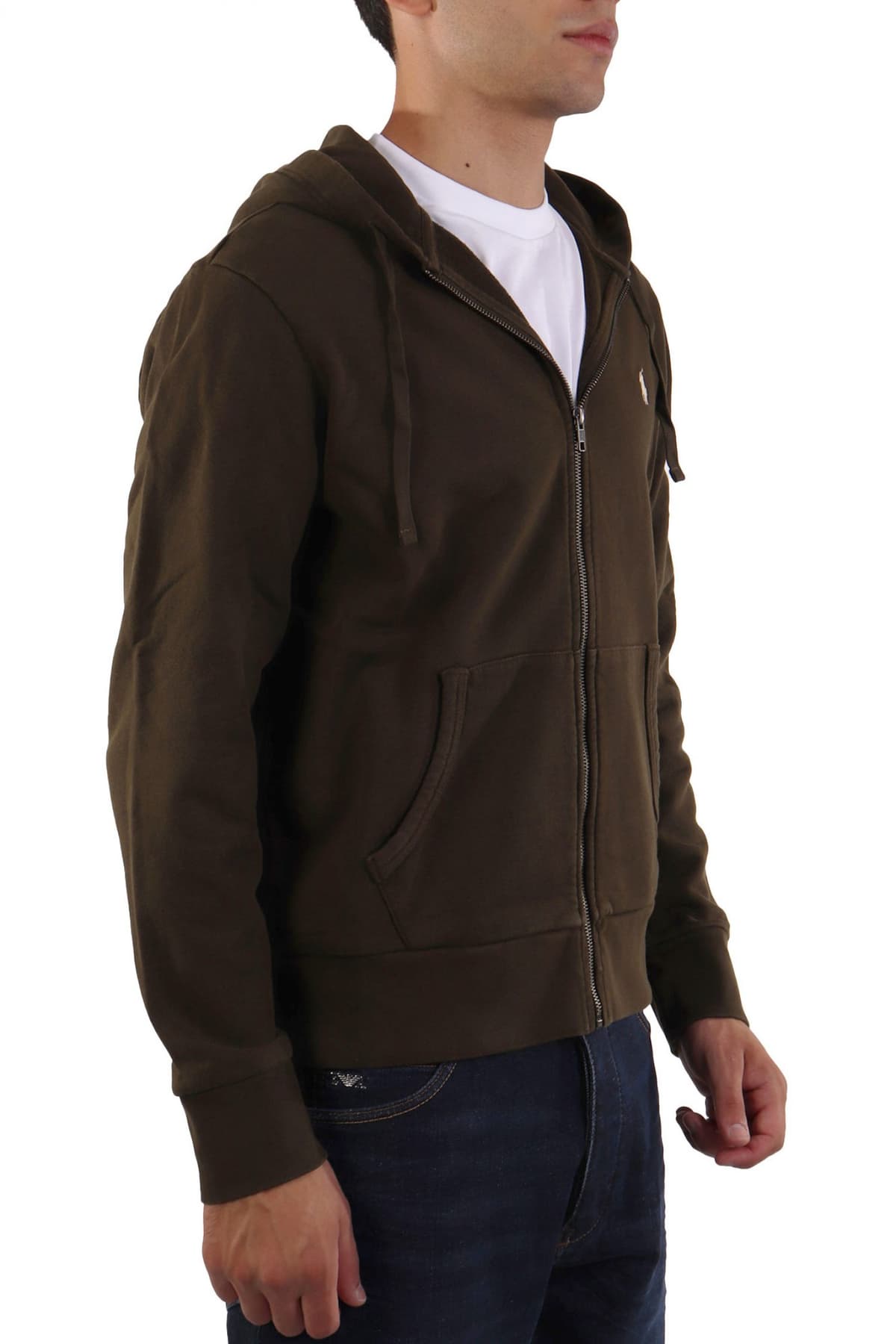 RALPH LAUREN ΦΟΥΤΕΡ ZIPHOOD LOGO ΧΑΚΙ