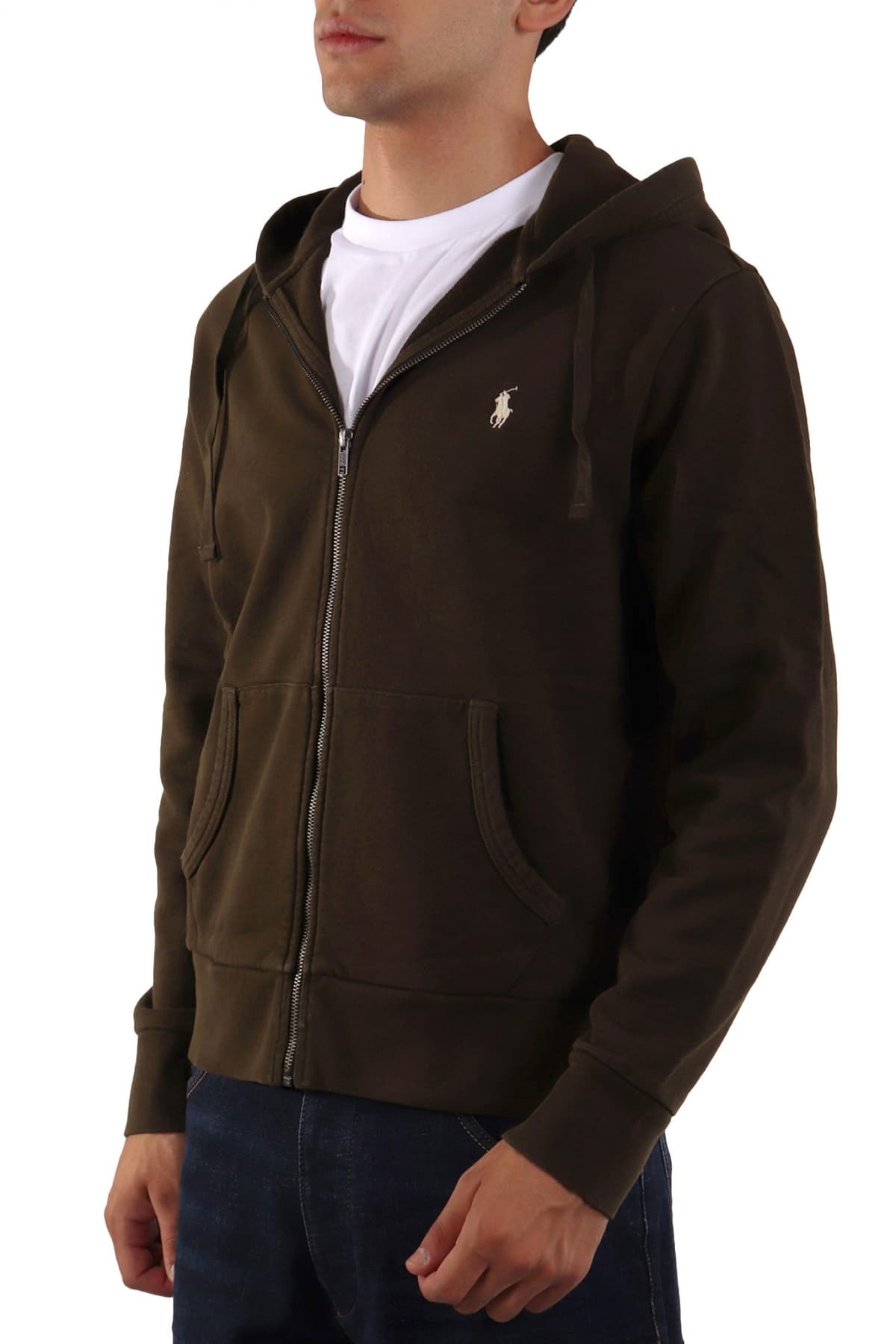 RALPH LAUREN ΦΟΥΤΕΡ ZIPHOOD LOGO ΧΑΚΙ