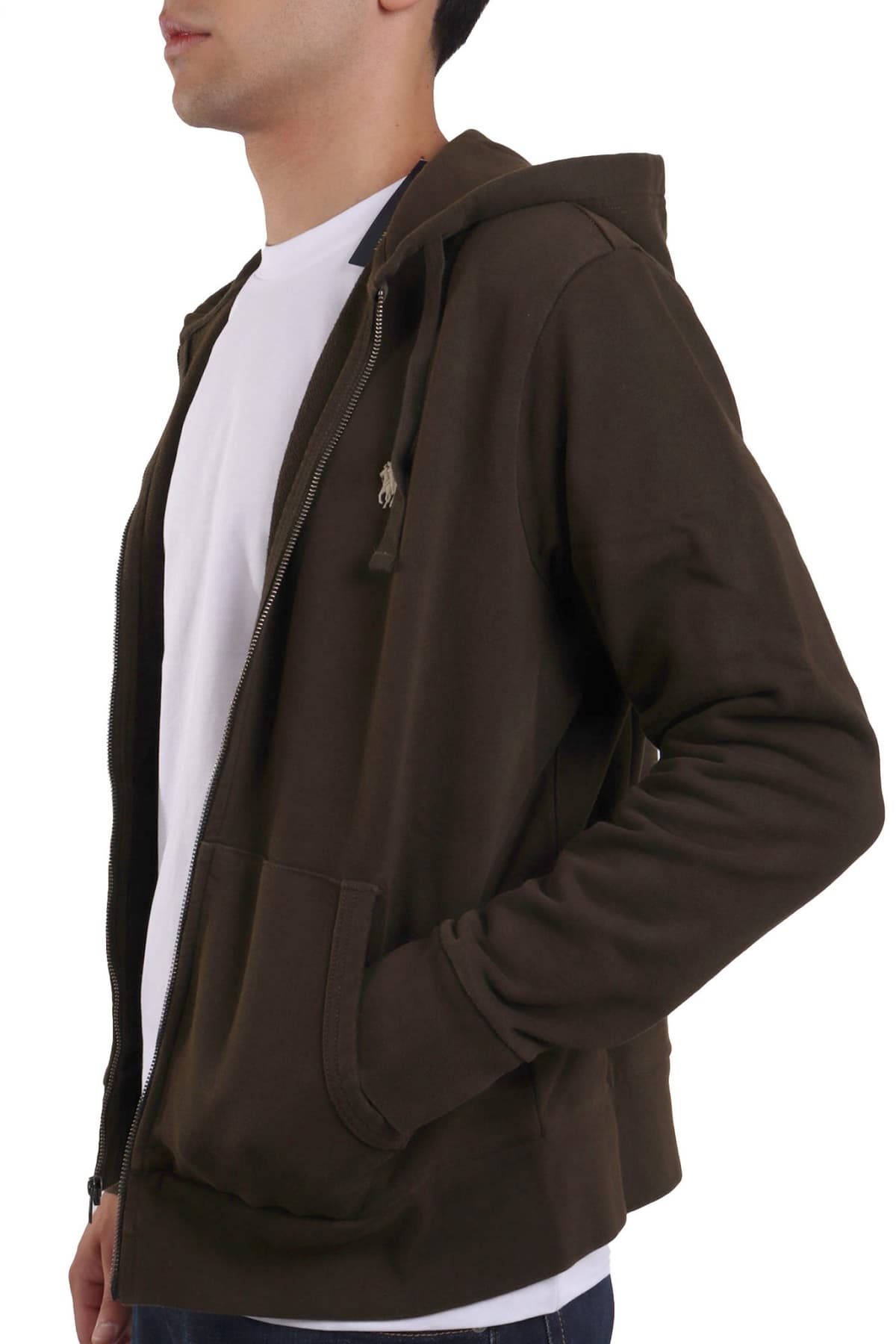 RALPH LAUREN ΦΟΥΤΕΡ ZIPHOOD LOGO ΧΑΚΙ