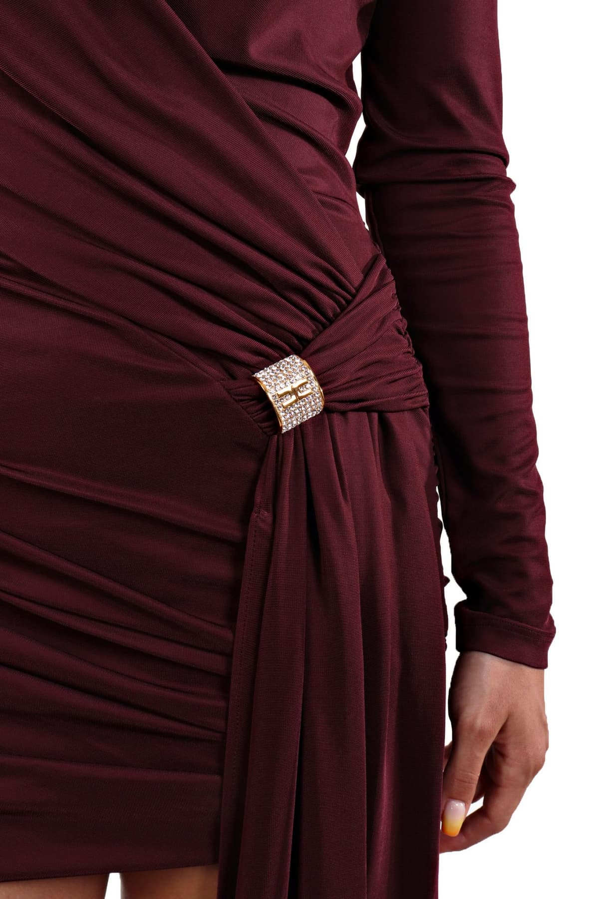 ELISABETTA FRANCHI ΦΟΡΕΜΑ ΜΙΝΙ ΚΡΟΥΑΖΕ ΑΝΟΙΧΤΗ ΠΛΑΤΗ ΜΠΟΡΝΤΩ