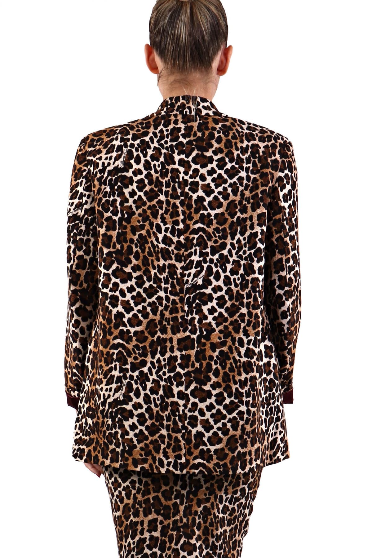 ELISABETTA FRANCHI ΣΑΚΑΚΙ BLAZER ΣΤΑΥΡΩΤΟ ANIMAL PRINT ΚΑΦΕ ΜΠΕΖ
