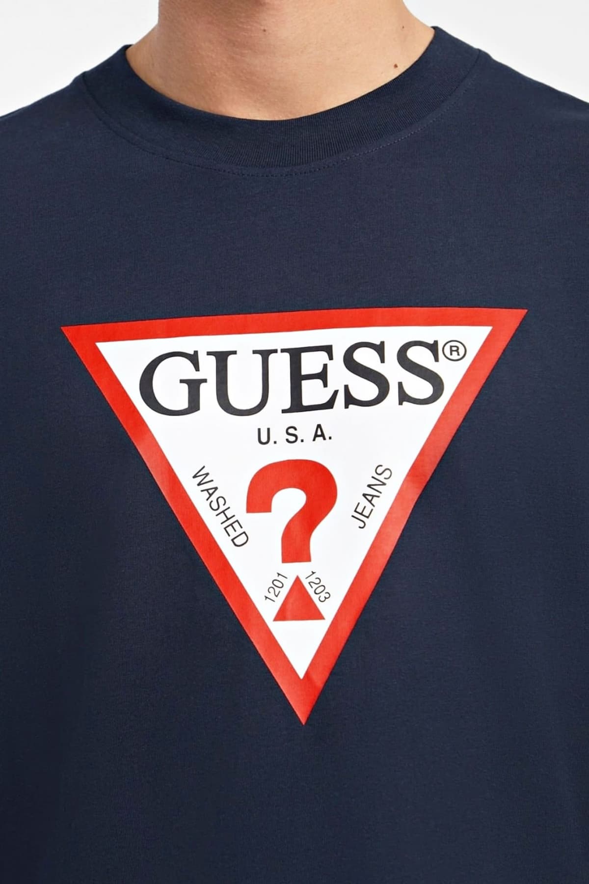 GUESS JEANS T-SHIRT CREWNECK OVERSIZED FIT LOGO ΜΠΛΕ