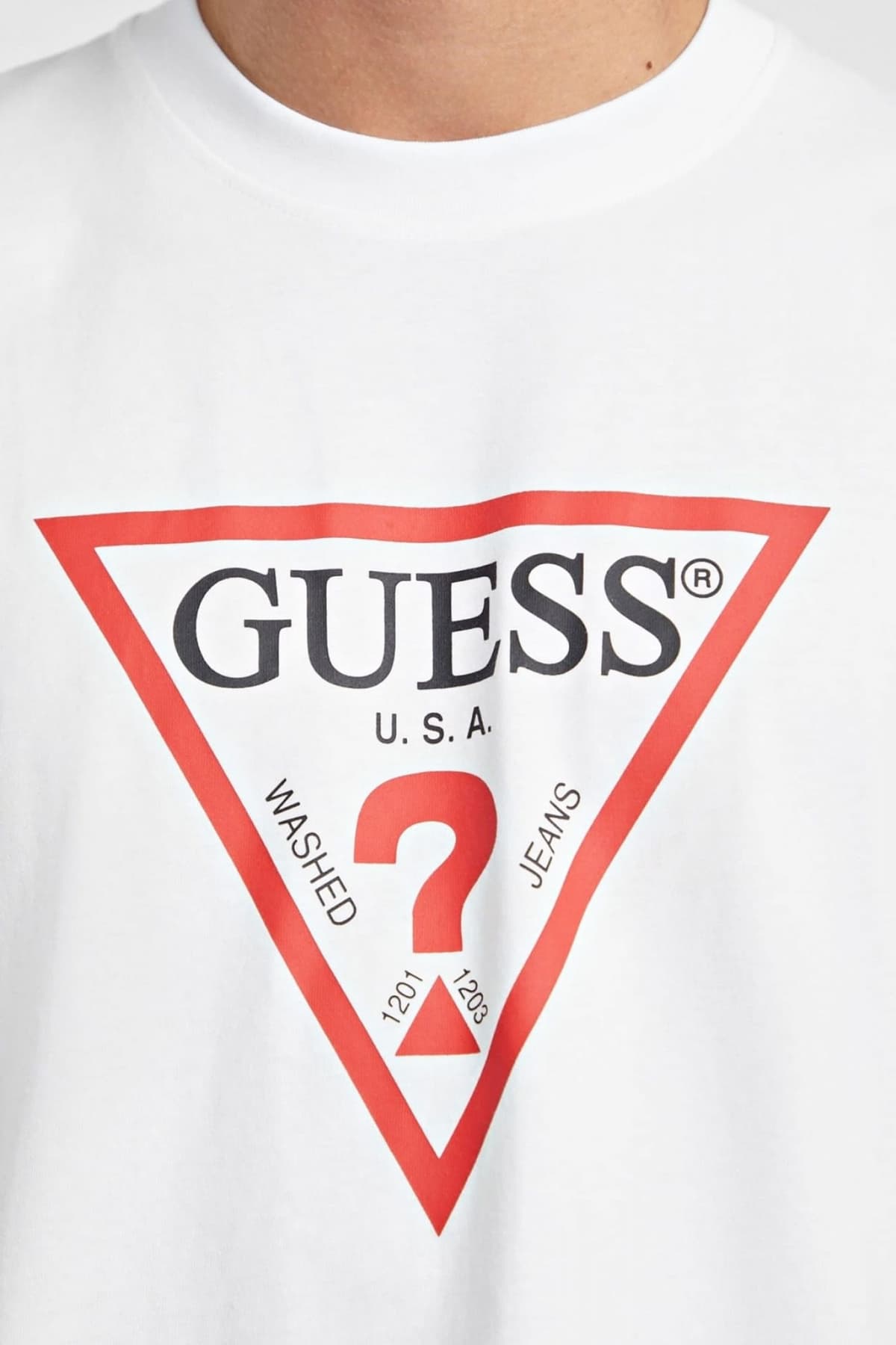 GUESS JEANS T-SHIRT CREWNECK OVERSIZED FIT LOGO ΛΕΥΚΟ