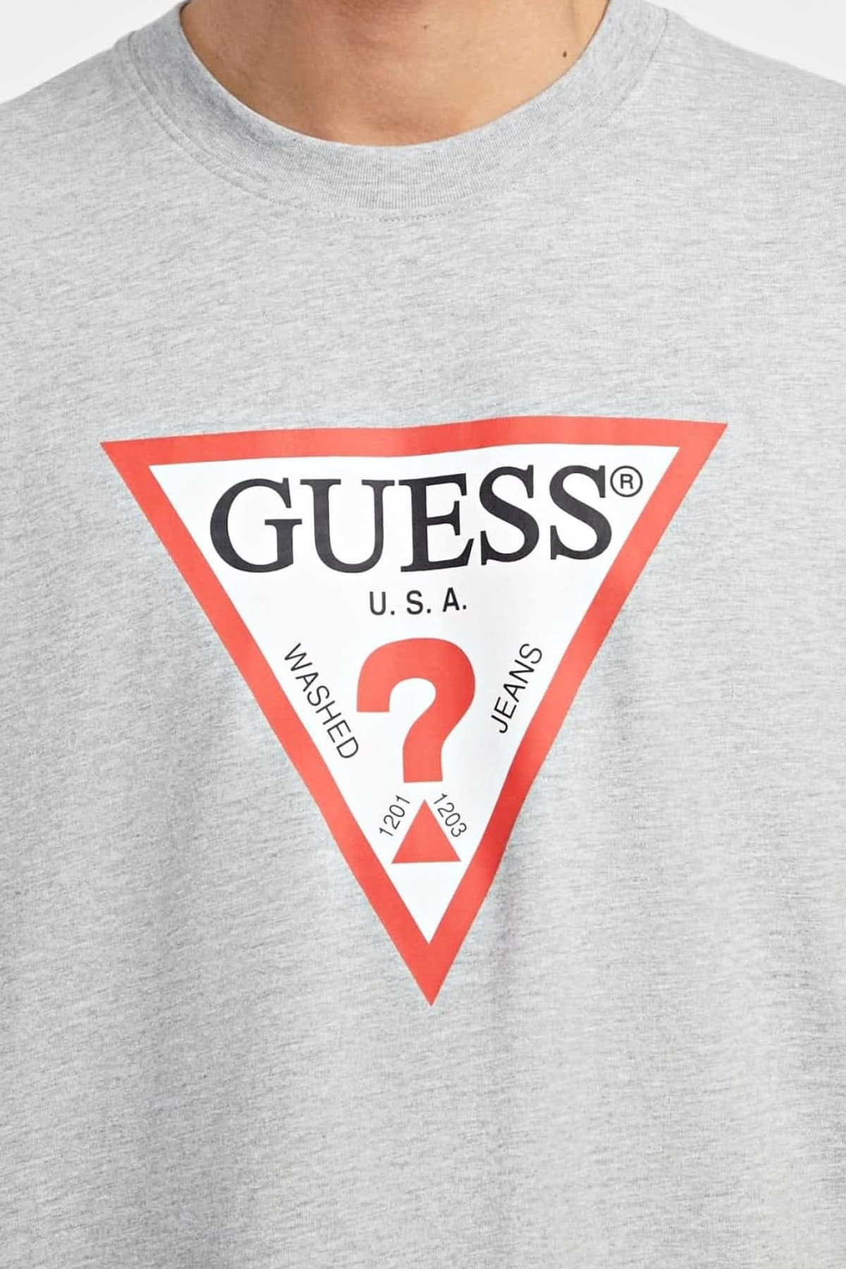 GUESS JEANS T-SHIRT CREWNECK OVERSIZED FIT LOGO ΓΚΡΙ