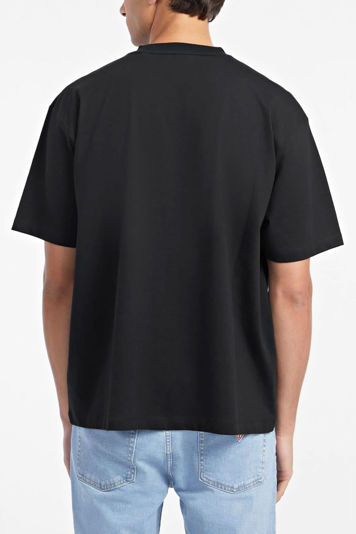 GUESS JEANS T-SHIRT CREWNECK OVERSIZED FIT LOGO ΜΑΥΡΟ