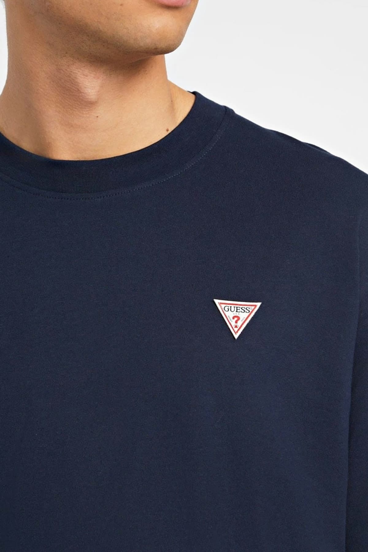 GUESS JEANS T-SHIRT CREWNECK OVERSIZED FIT LOGO ΜΠΛΕ