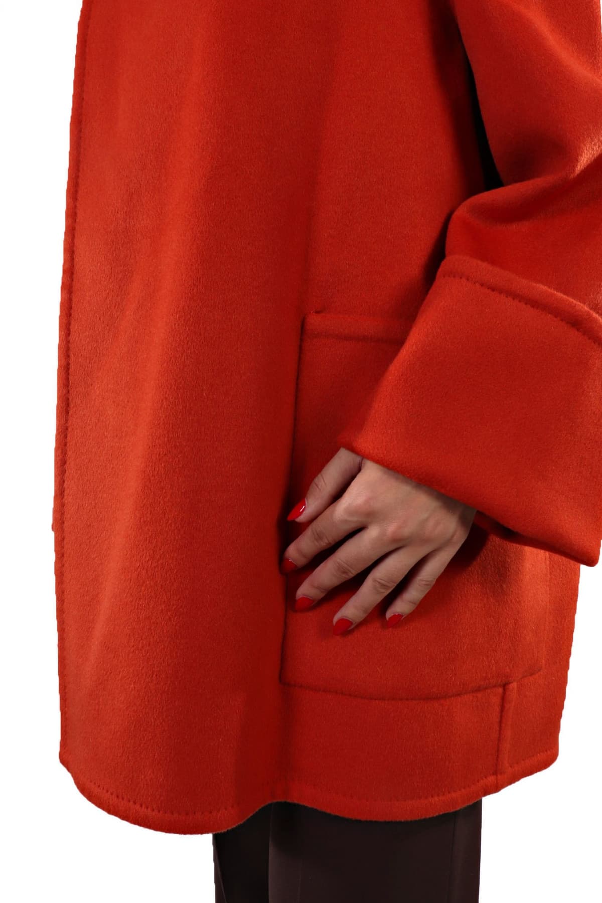 LIVIANA CONTI ΠΑΛΤΟ ΛΑΙΜΟΚΟΨΗ ΣΤΑΥΡΩΤΟ ΣΚΟΥΡΟ ΠΟΡΤΟΚΑΛΙ