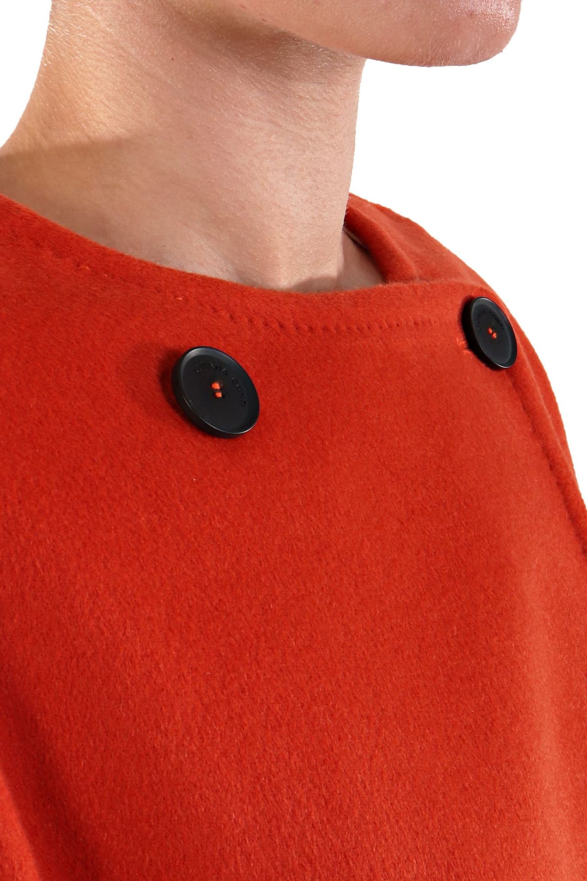 LIVIANA CONTI ΠΑΛΤΟ ΛΑΙΜΟΚΟΨΗ ΣΤΑΥΡΩΤΟ ΣΚΟΥΡΟ ΠΟΡΤΟΚΑΛΙ