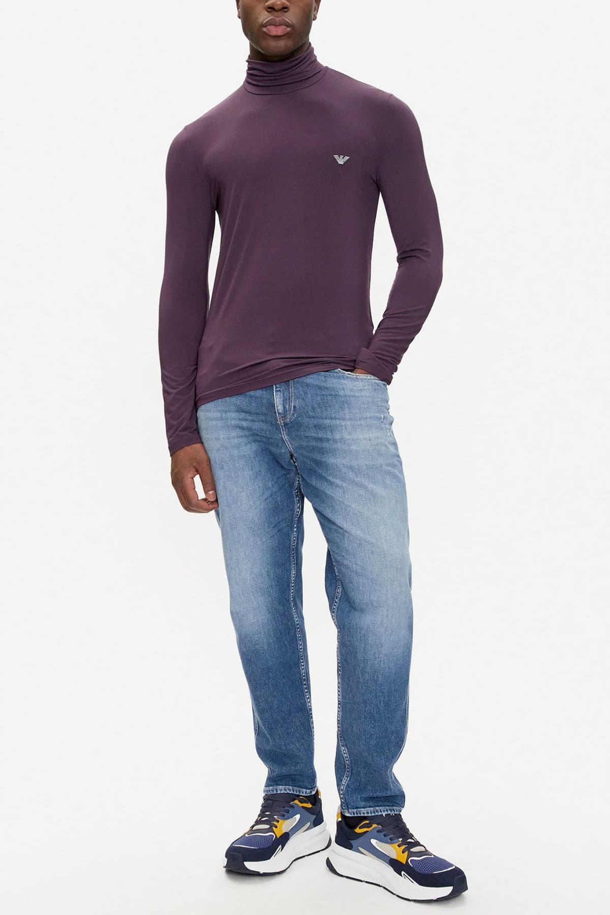 EMPORIO ARMANI T-SHIRT TURTLENECK ΕΣΩΡΟΥΧΟ LOGO ΜΩΒ