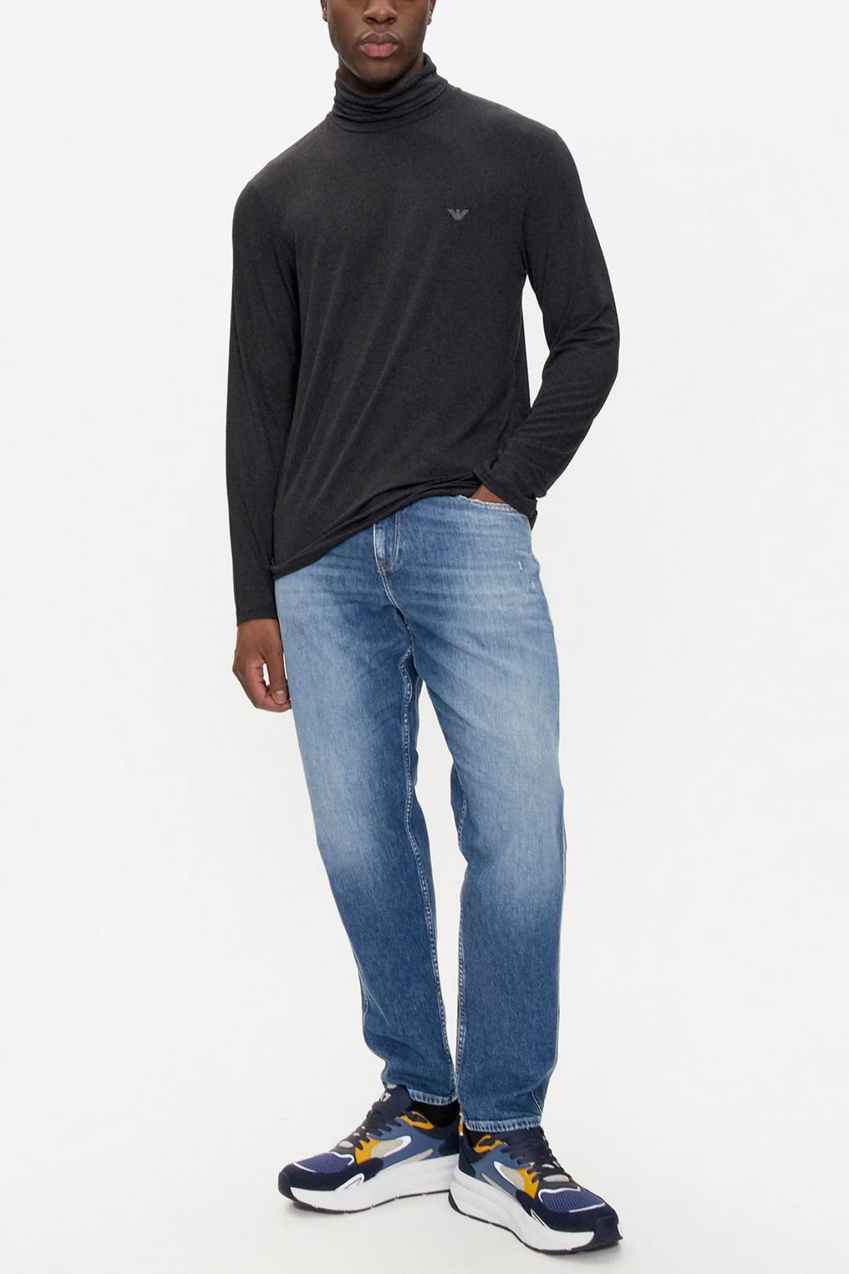 EMPORIO ARMANI T-SHIRT TURTLENECK LOGO ΑΝΘΡΑΚΙ