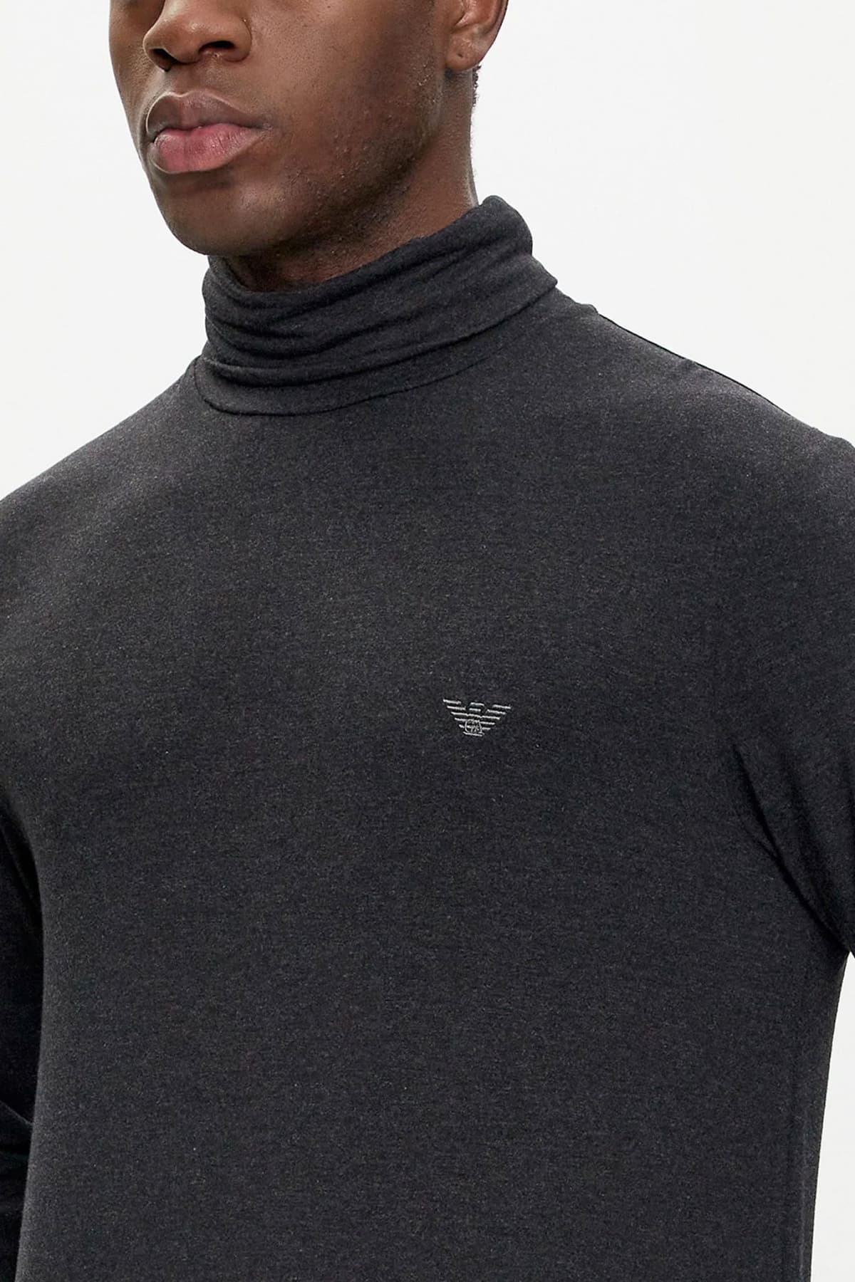 EMPORIO ARMANI T-SHIRT TURTLENECK LOGO ΑΝΘΡΑΚΙ