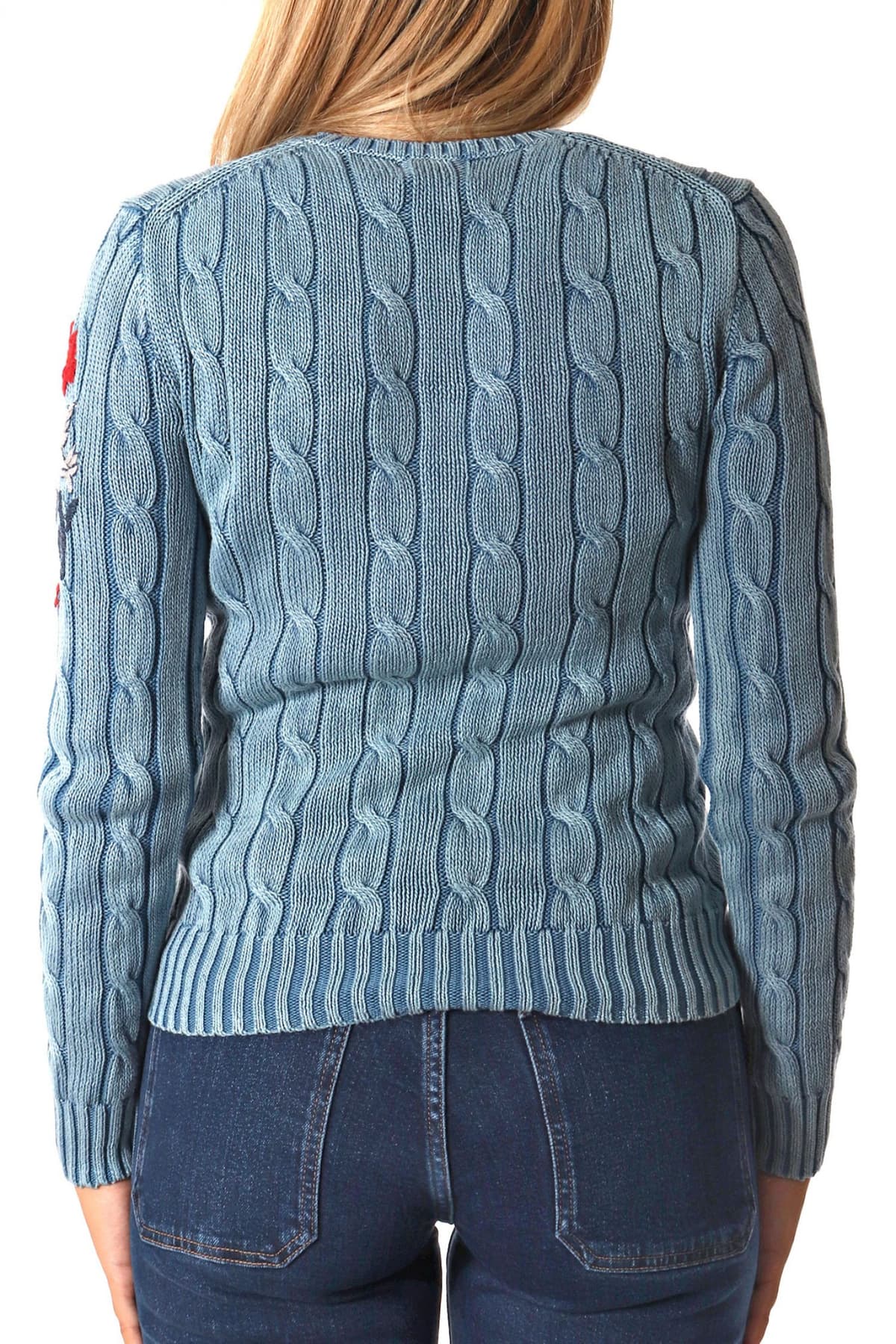 RALPH LAUREN ΠΛΕΚΤΟ ΛΑΙΜΟΚΟΨΗ POLO ΚΕΝΤΗΜΑ ΜΑΝΙΚΙ ΑΝΟΙΧΤΟ ΜΠΛΕ