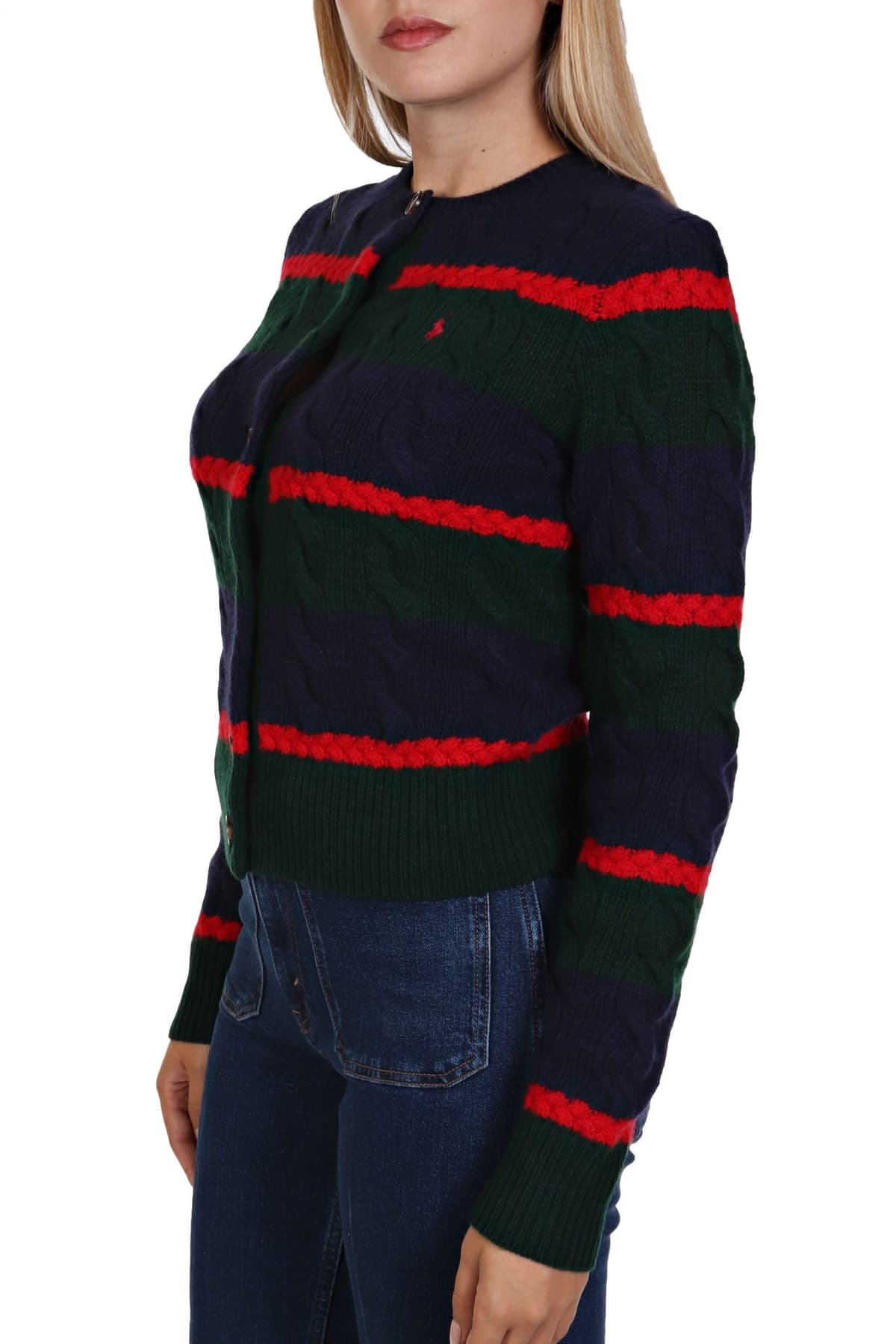 RALPH LAUREN ΖΑΚΕΤΑ ΠΛΕΚΤΗ ΜΑΛΛΙΝΗ ΠΟΛΥΧΡΩΜΗ