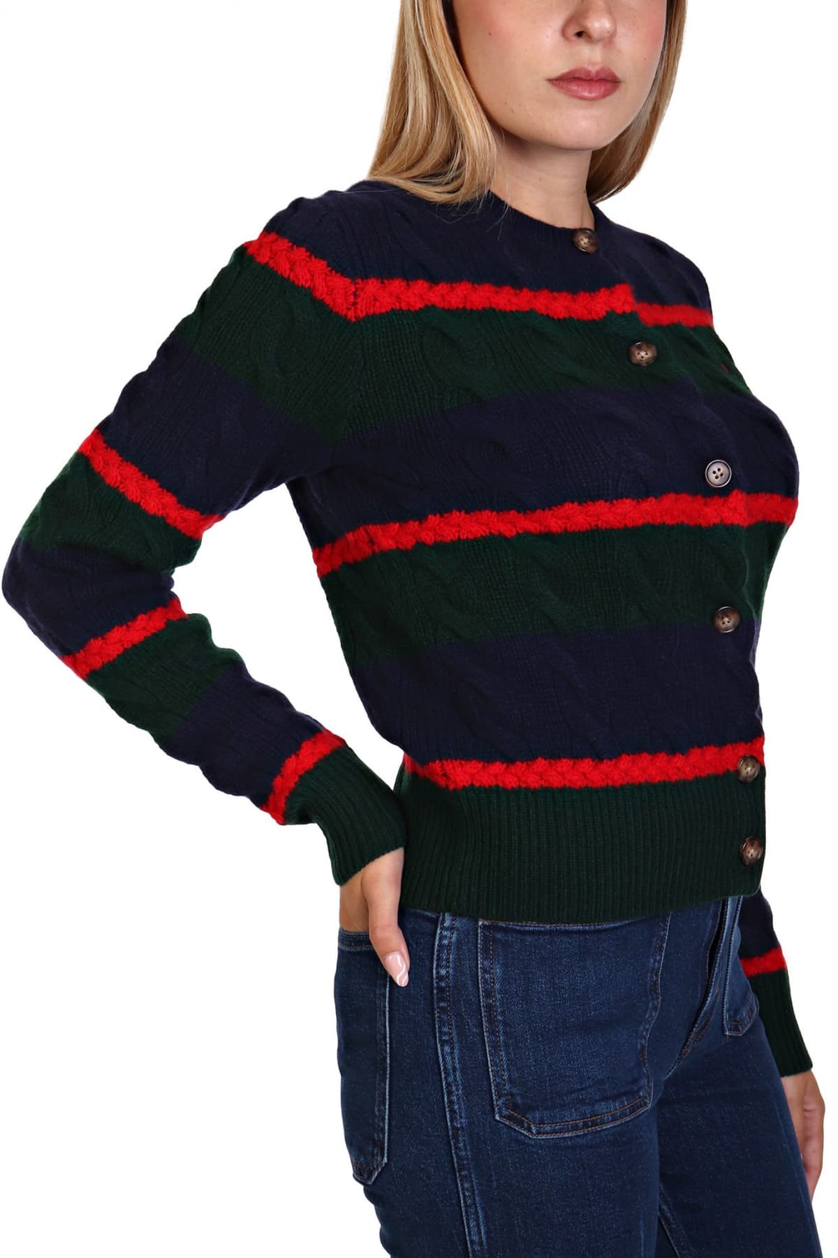 RALPH LAUREN ΖΑΚΕΤΑ ΠΛΕΚΤΗ ΜΑΛΛΙΝΗ ΠΟΛΥΧΡΩΜΗ