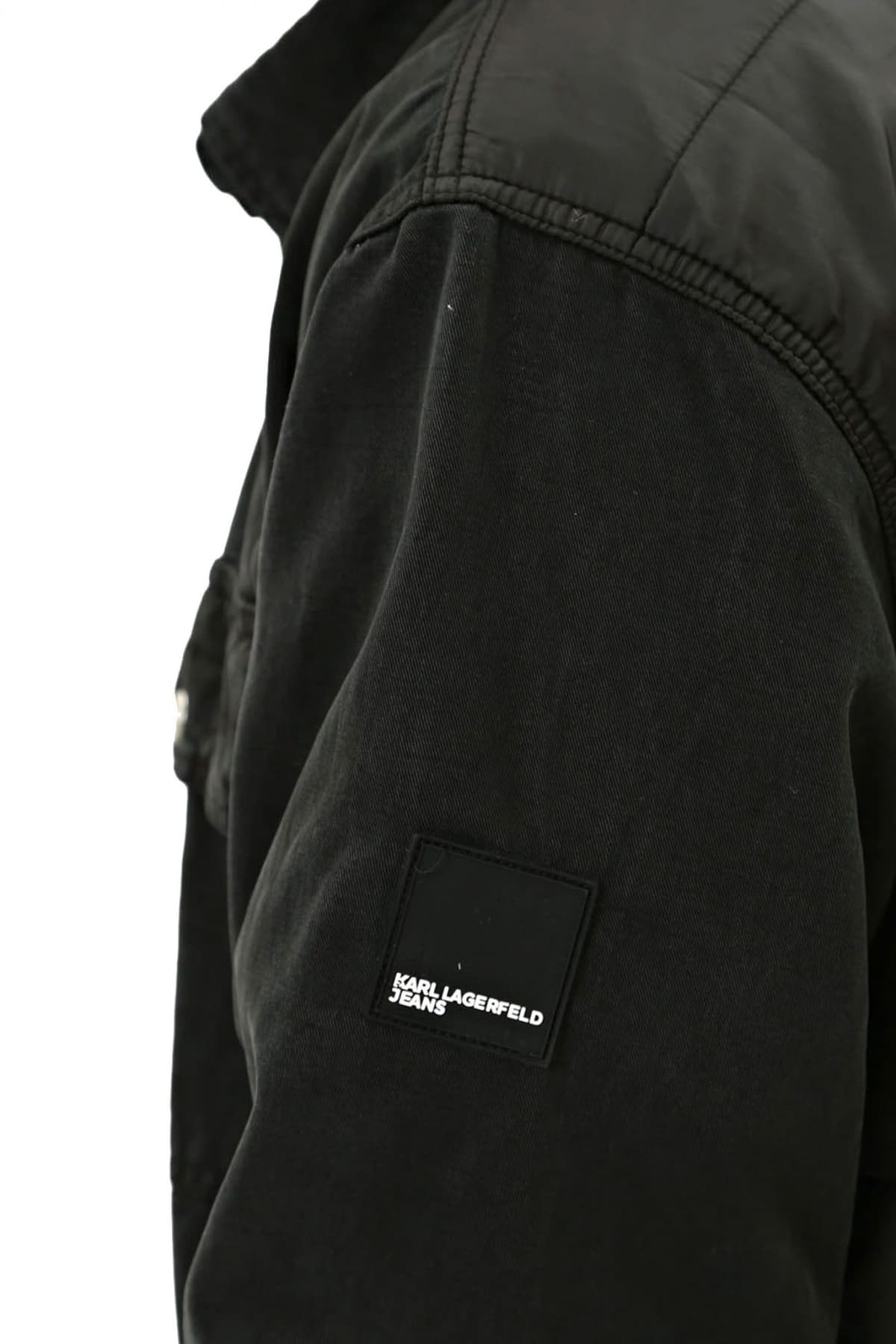 KARL LAGERFELD JEANS ΠΟΥΚΑΜΙΣΟ OVERSHIRT KLJ MIX MATERIAL ΜΑΥΡΟ