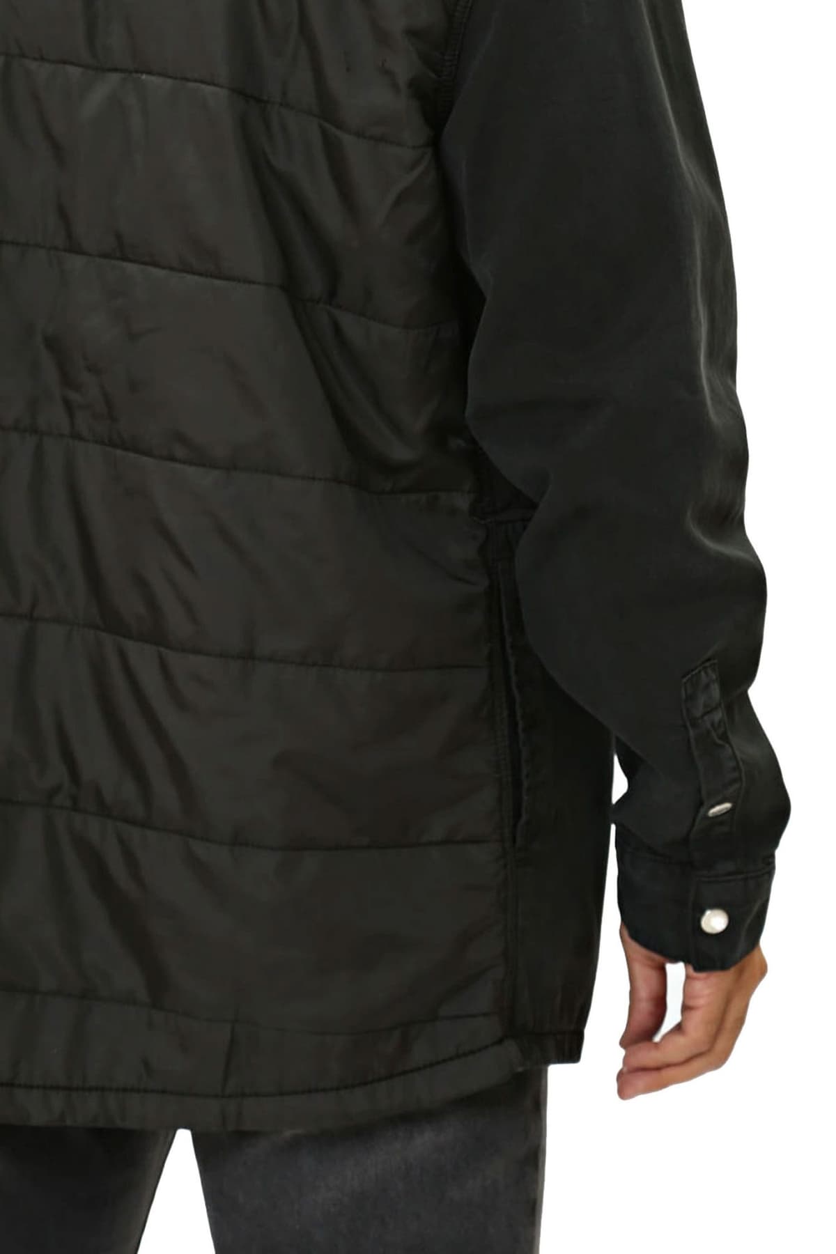 KARL LAGERFELD JEANS ΠΟΥΚΑΜΙΣΟ OVERSHIRT KLJ MIX MATERIAL ΜΑΥΡΟ