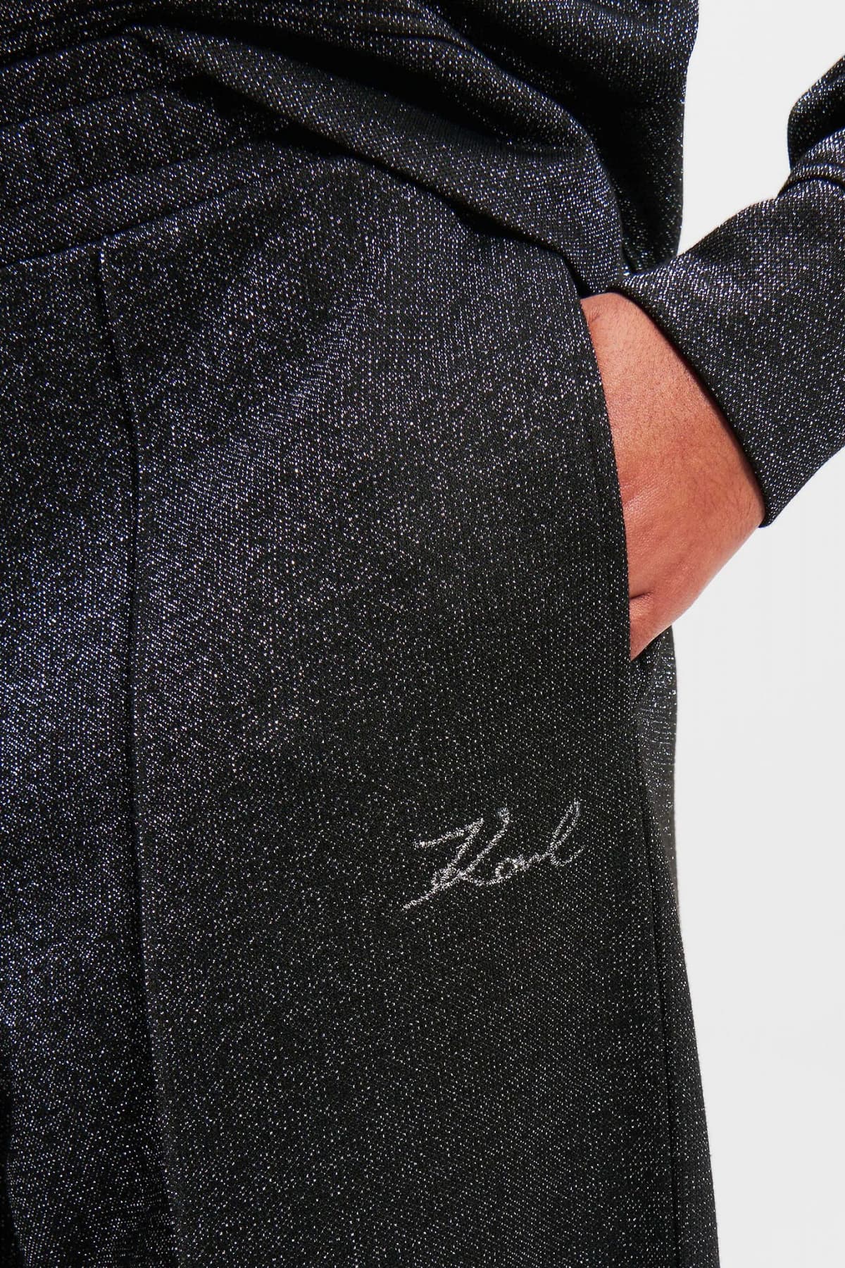 KARL LAGERFELD ΠΑΝΤΕΛΟΝΙ ΦΟΡΜΑ LUREX ΣΚΟΥΡΟ ΓΚΡΙ