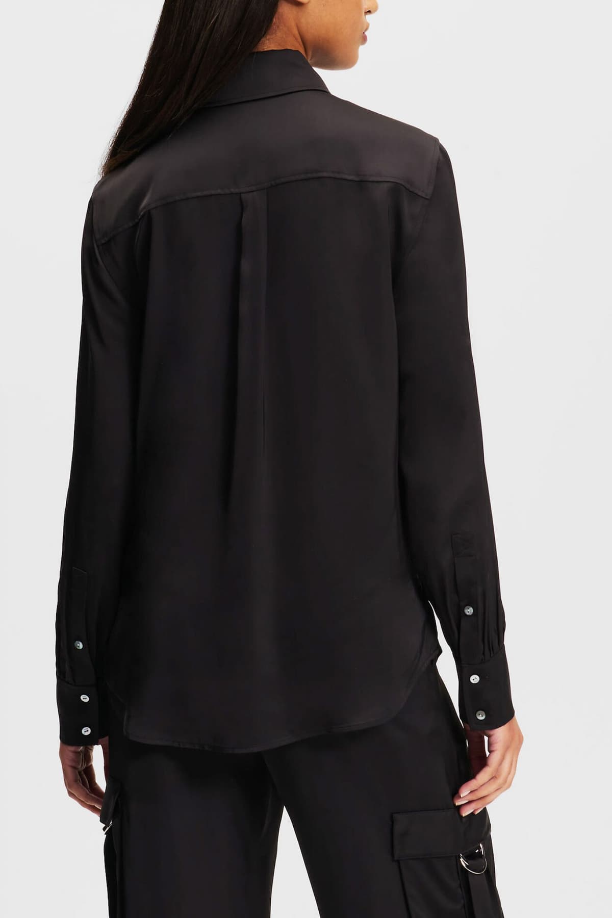 KARL LAGERFELD ΠΟΥΚΑΜΙΣΟ ΣΑΤΕΝ CARGO ΜΑΥΡΟ