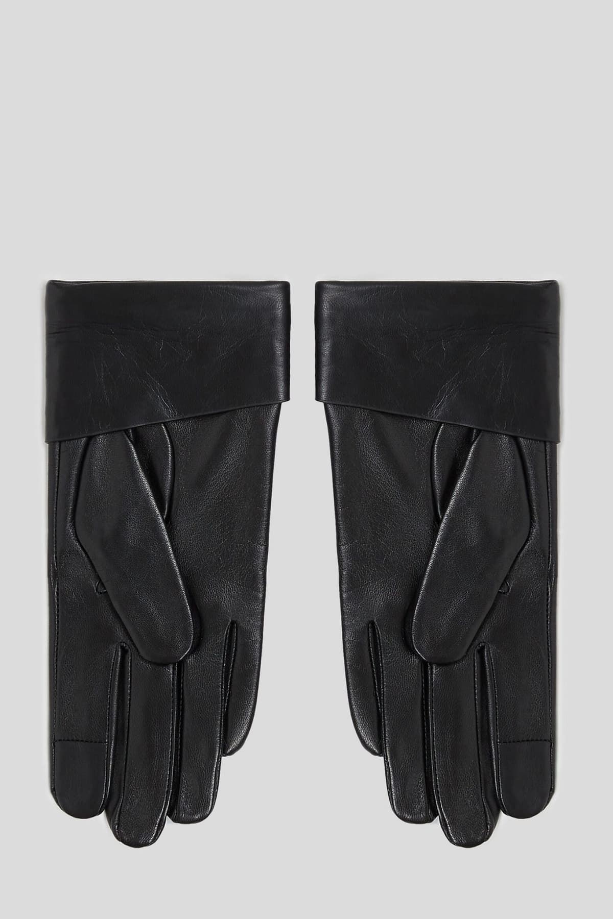 KARL LAGERFELD ΓΑΝΤΙΑ ΔΕΡΜΑΤΙΝΑ LOGO ΑΣΗΜΙ / ΜΑΥΡΟ