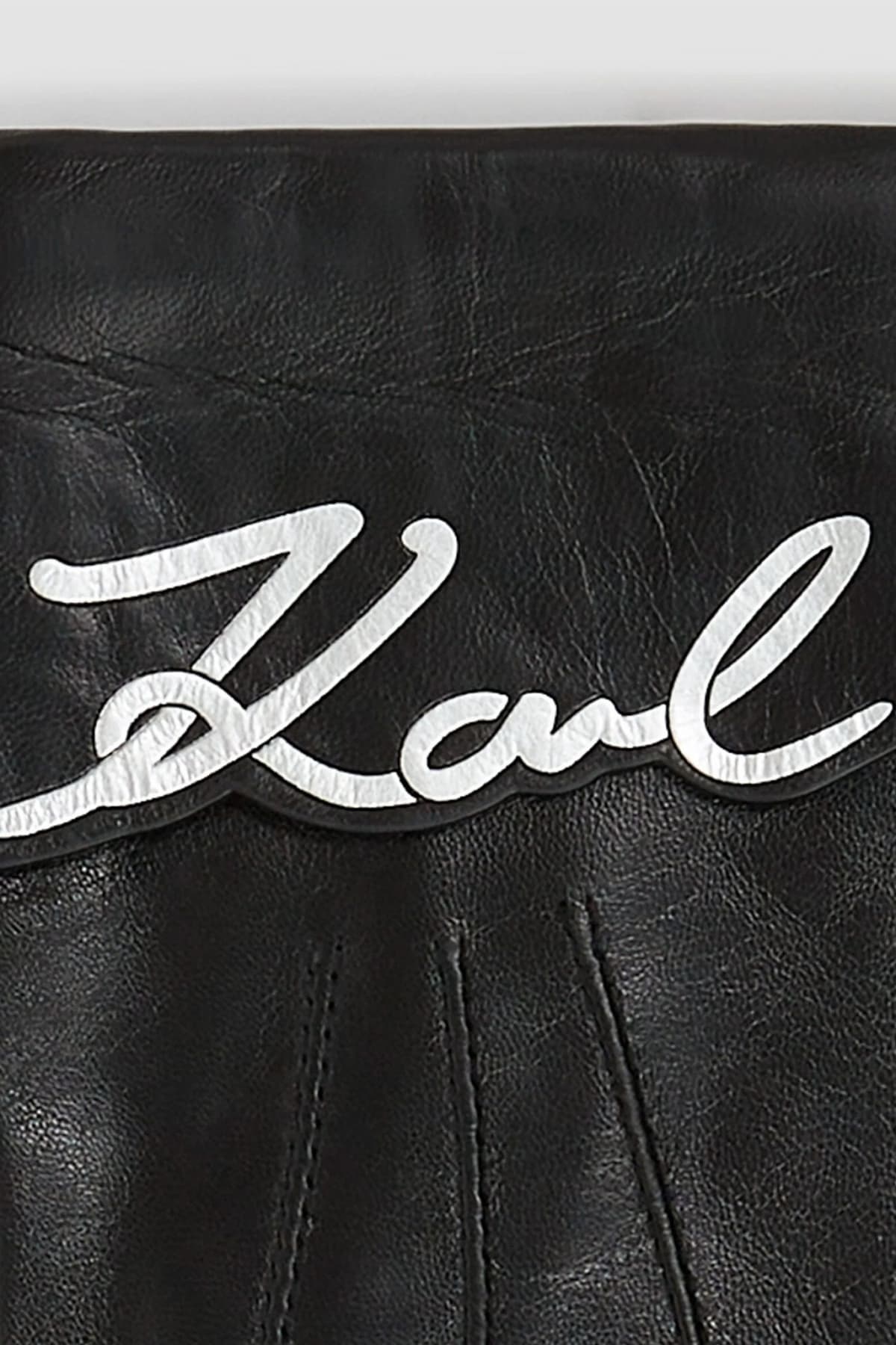 KARL LAGERFELD ΓΑΝΤΙΑ ΔΕΡΜΑΤΙΝΑ LOGO ΑΣΗΜΙ / ΜΑΥΡΟ