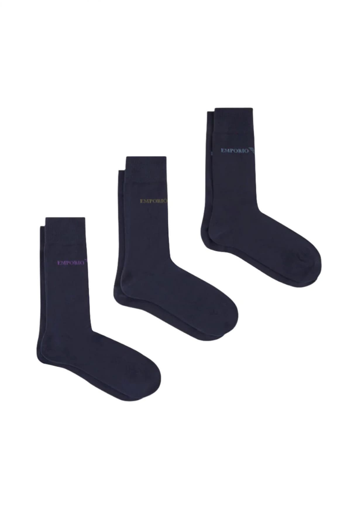 EMPORIO ARMANI ΚΑΛΤΣΕΣ ΣΕΤ 3PACK LOGO ΜΠΛΕ