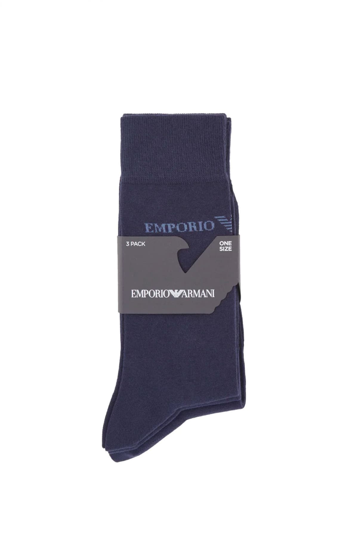 EMPORIO ARMANI ΚΑΛΤΣΕΣ ΣΕΤ 3PACK LOGO ΜΠΛΕ