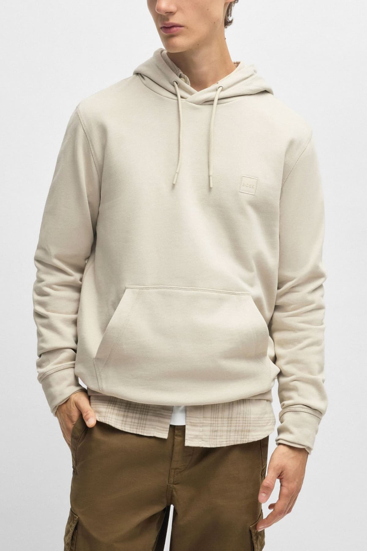 BOSS CASUAL ΦΟΥΤΕΡ HOODIE WETALK ΜΠΕΖ