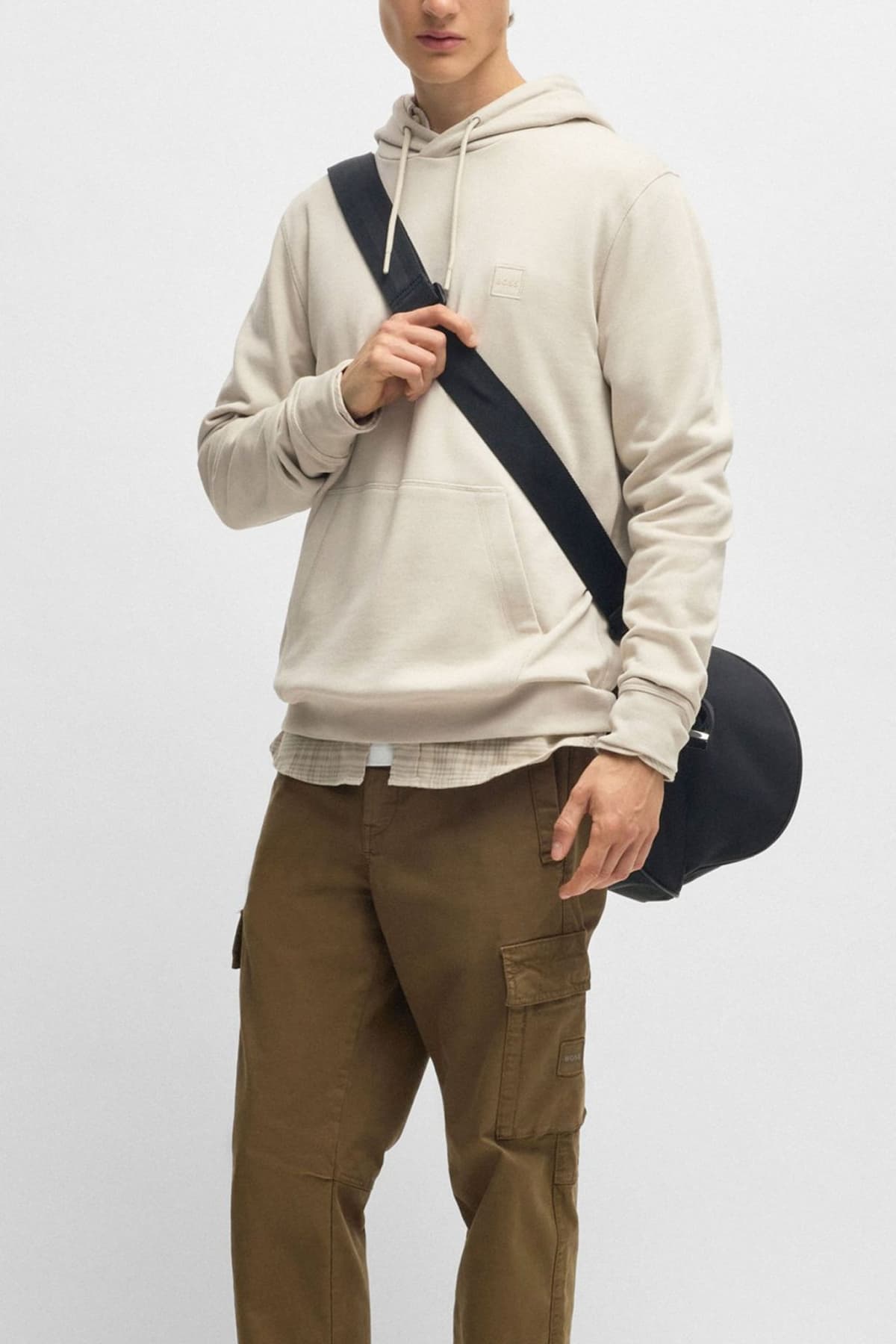 BOSS CASUAL ΦΟΥΤΕΡ HOODIE WETALK ΜΠΕΖ