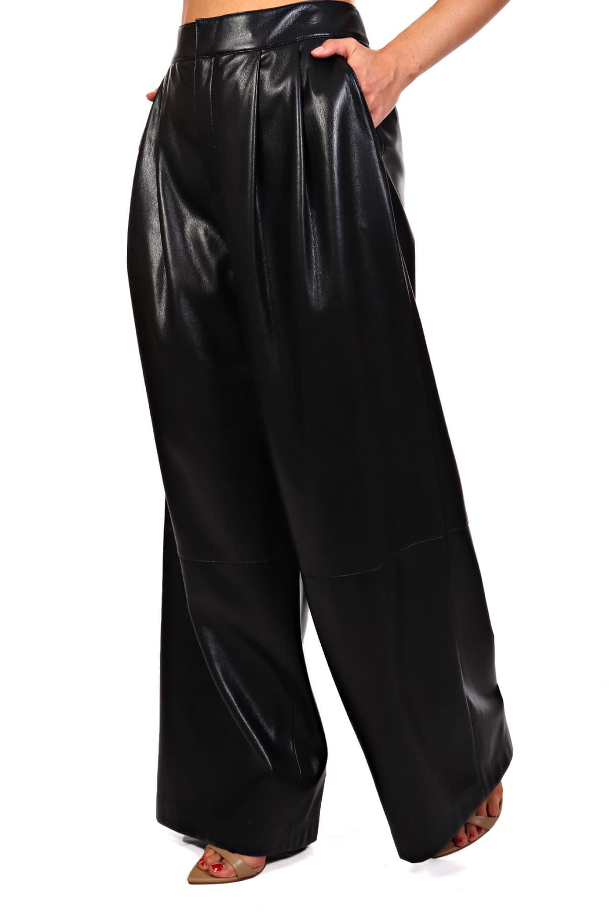 BOSS ΠΑΝΤΕΛΟΝΑ TADESA FAUX LEATHER ΠΙΕΤΕΣ ΜΑΥΡΟ