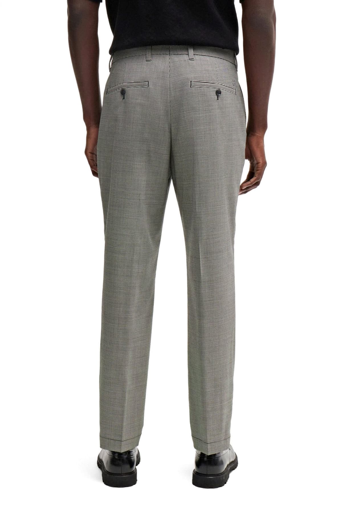 BOSS ΠΑΝΤΕΛΟΝΙ CHINO ΜΙΚΡΟΣΧΕΔΙΟ RELAXED FIT C-PERIN-242 ΜΑΥΡΟ-ΛΕΥΚΟ