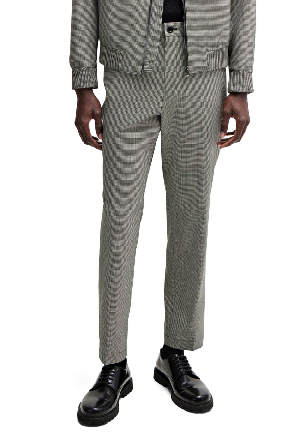 BOSS ΠΑΝΤΕΛΟΝΙ CHINO ΜΙΚΡΟΣΧΕΔΙΟ RELAXED FIT C-PERIN-242 ΜΑΥΡΟ-ΛΕΥΚΟ