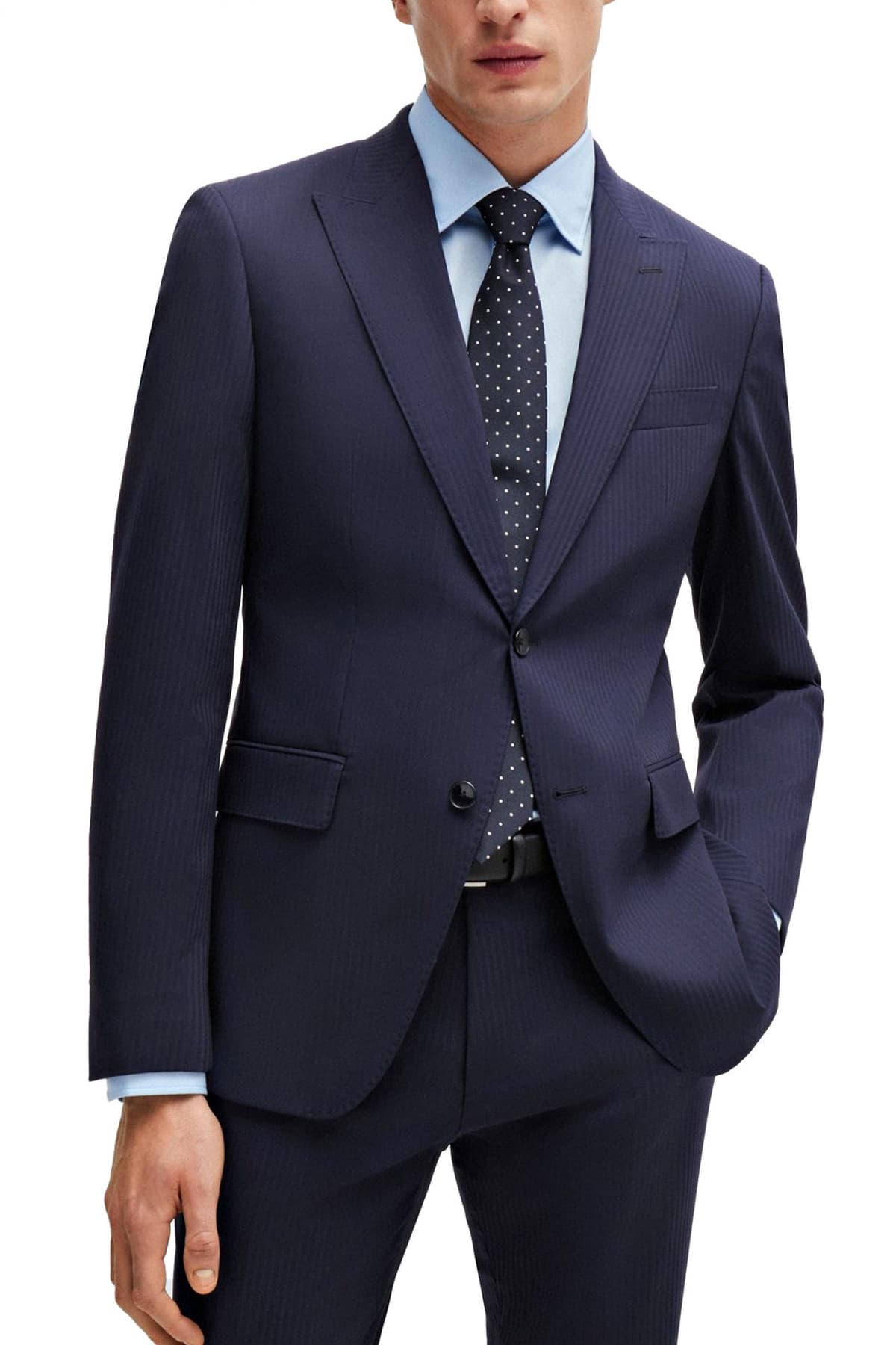 BOSS ΚΟΣΤΟΥΜΙ ΡΙΓΕ SLIM FIT GUABELLO 1815 STRETCH TAILORING H-HUGE-2PCSPEAK-242 ΜΠΛΕ