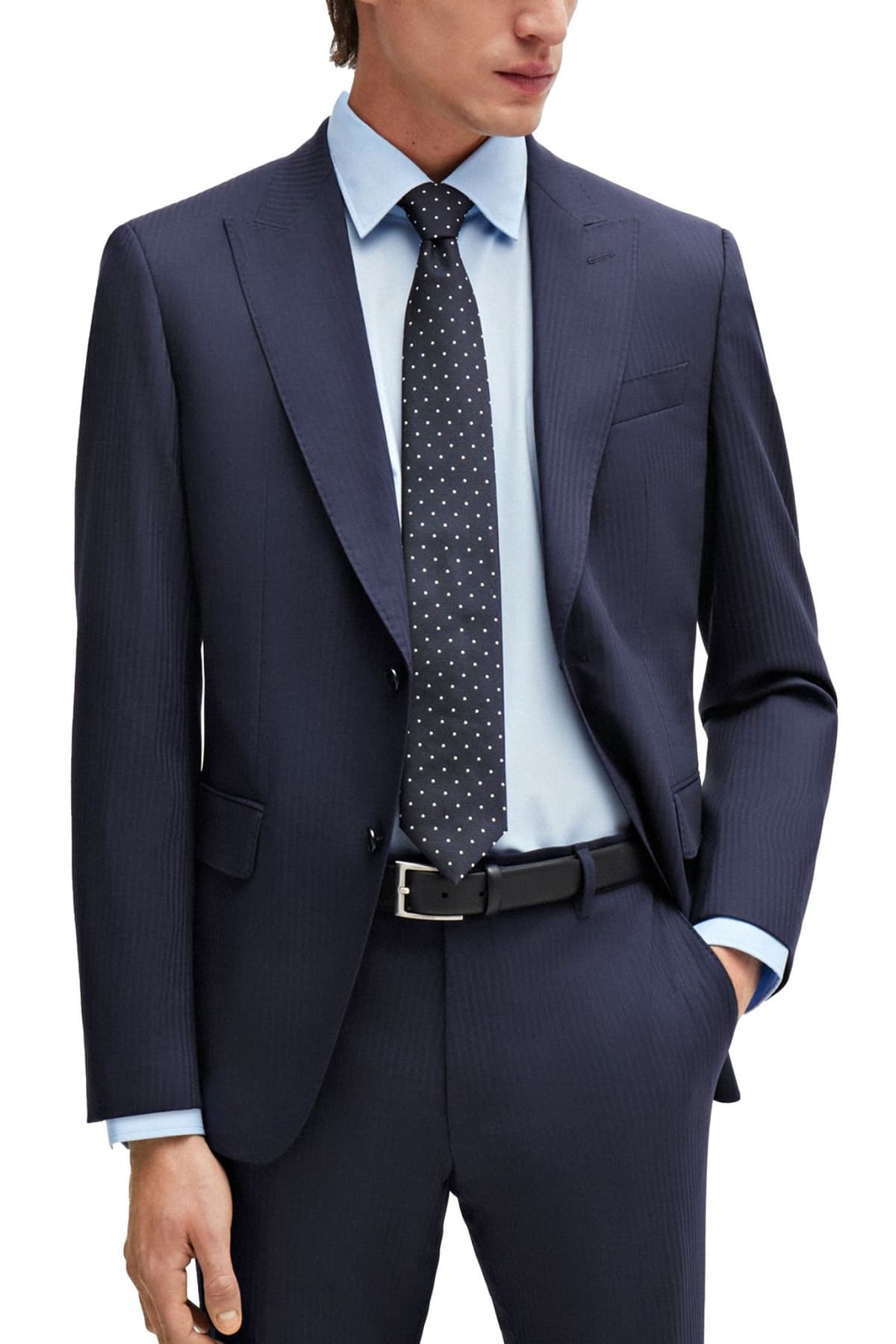 BOSS ΚΟΣΤΟΥΜΙ ΡΙΓΕ SLIM FIT GUABELLO 1815 STRETCH TAILORING H-HUGE-2PCSPEAK-242 ΜΠΛΕ