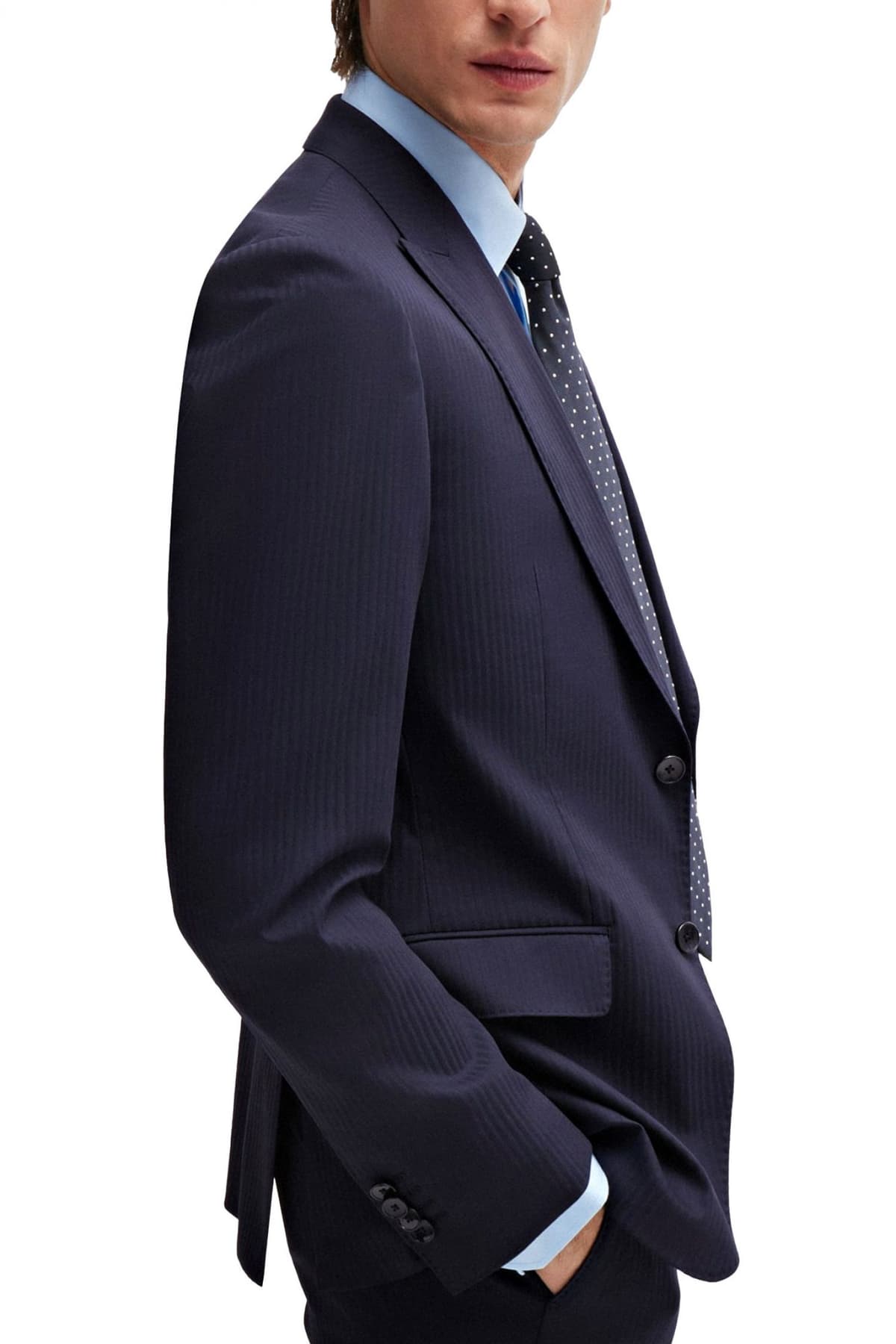 BOSS ΚΟΣΤΟΥΜΙ ΡΙΓΕ SLIM FIT GUABELLO 1815 STRETCH TAILORING H-HUGE-2PCSPEAK-242 ΜΠΛΕ