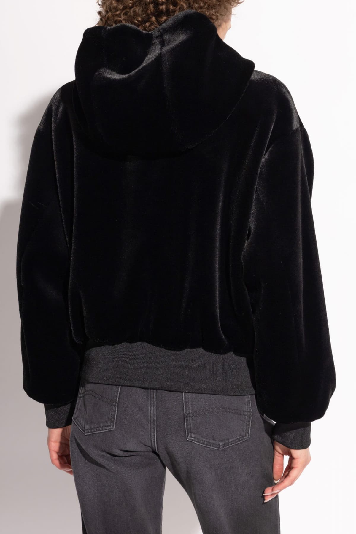 EMPORIO ARMANI ΜΠΟΥΦΑΝ BOMBER FAUX FUR ΔΙΠΛΗΣ ΟΨΕΩΣ ΜΗ ΑΠΟΣΠΩΜΕΝΗ ΚΟΥΚΟΥΛΑ ΜΑΥΡΟ