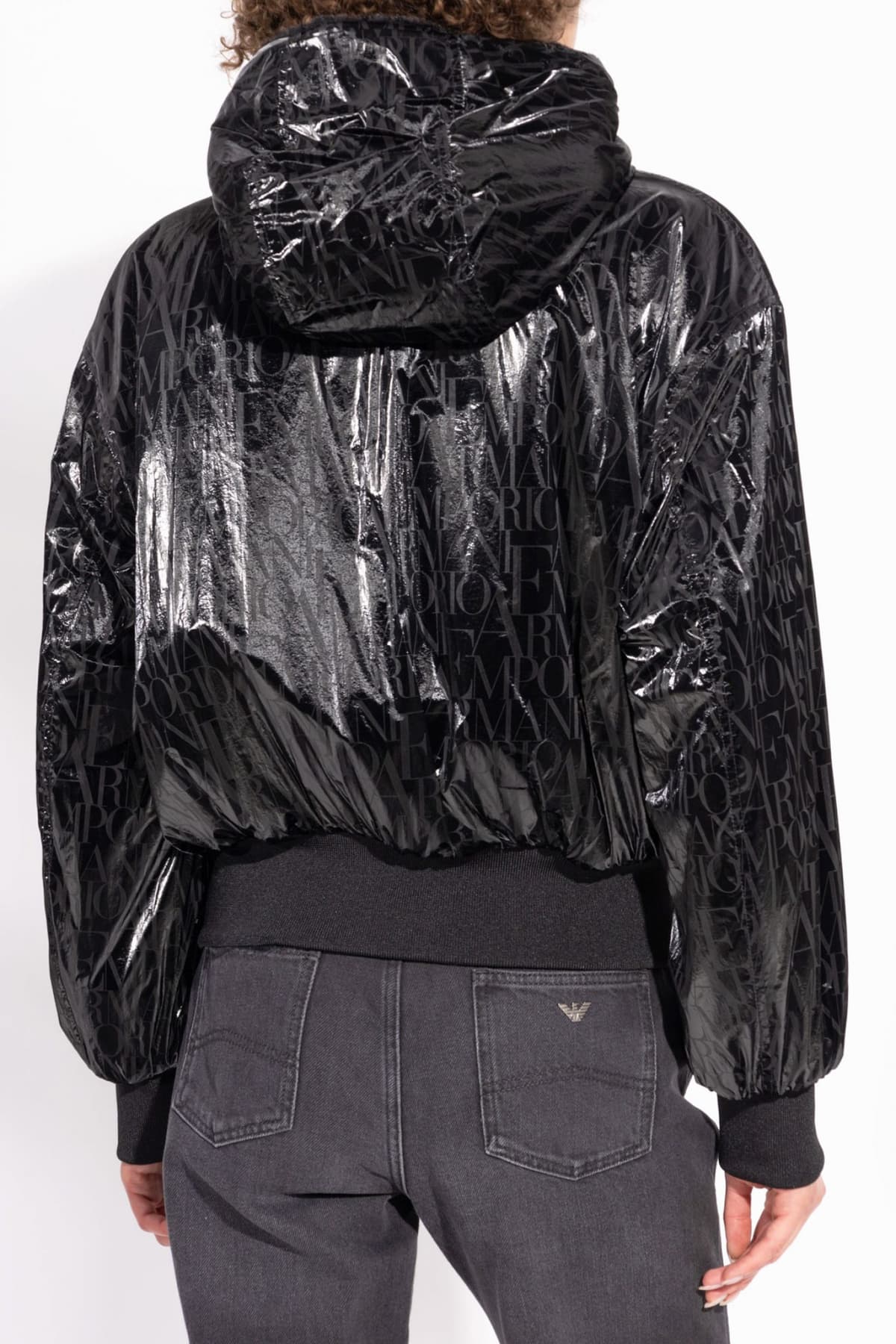 EMPORIO ARMANI ΜΠΟΥΦΑΝ BOMBER FAUX FUR ΔΙΠΛΗΣ ΟΨΕΩΣ ΜΗ ΑΠΟΣΠΩΜΕΝΗ ΚΟΥΚΟΥΛΑ ΜΑΥΡΟ