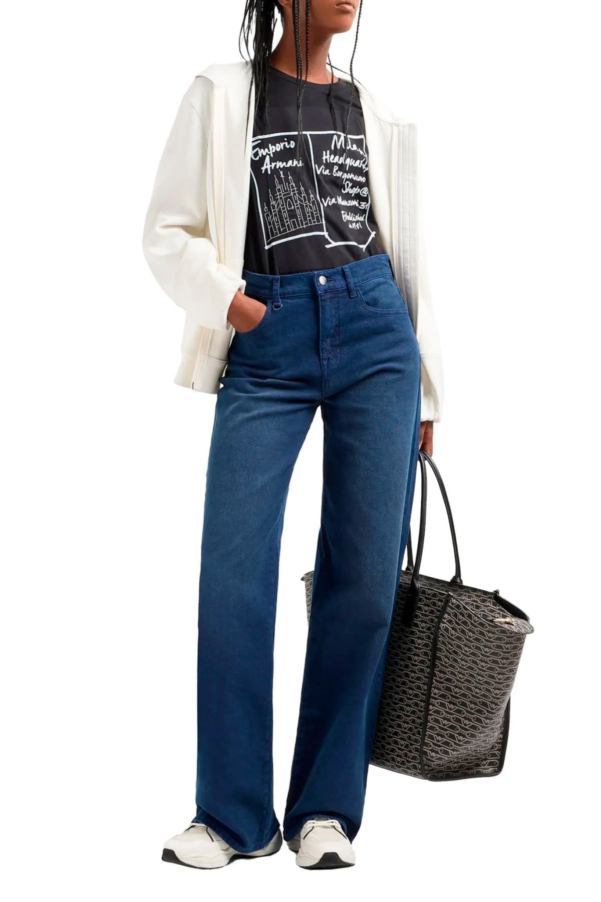 EMPORIO ARMANI JEANS ΠΕΝΤΑΤΣΕΠΟ WIDE LEG ΜΠΛΕ